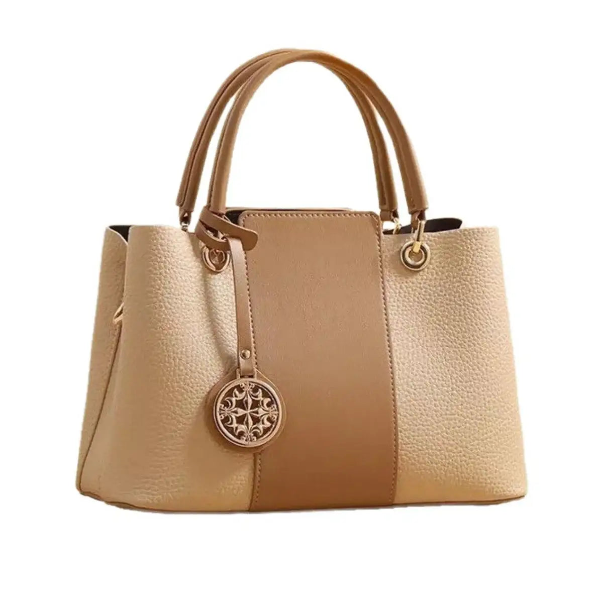 Two Tone Leather Top Handle Handbag โ Medium Chic Bag