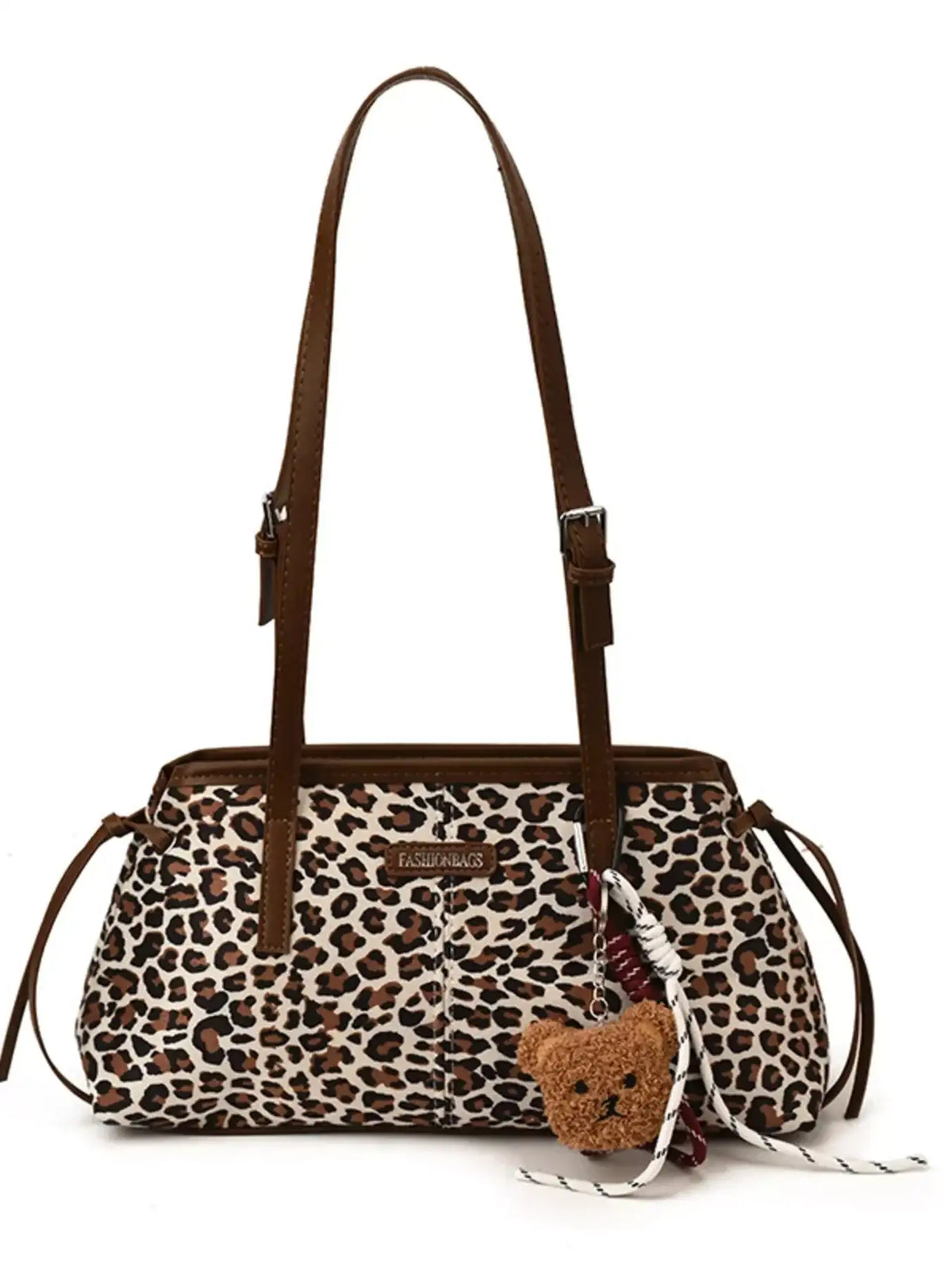 Leopard Print Adjustable Strap Shoulder Bag – Medium Suede Women's Bag