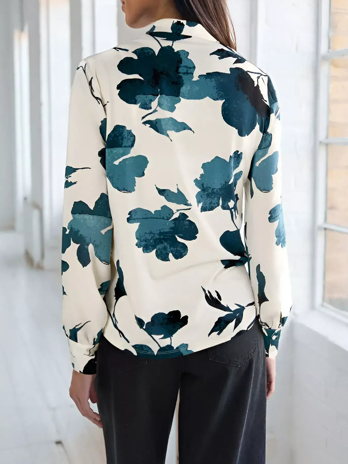 Elegant Viscose Blend Printed V-Neck Blouse