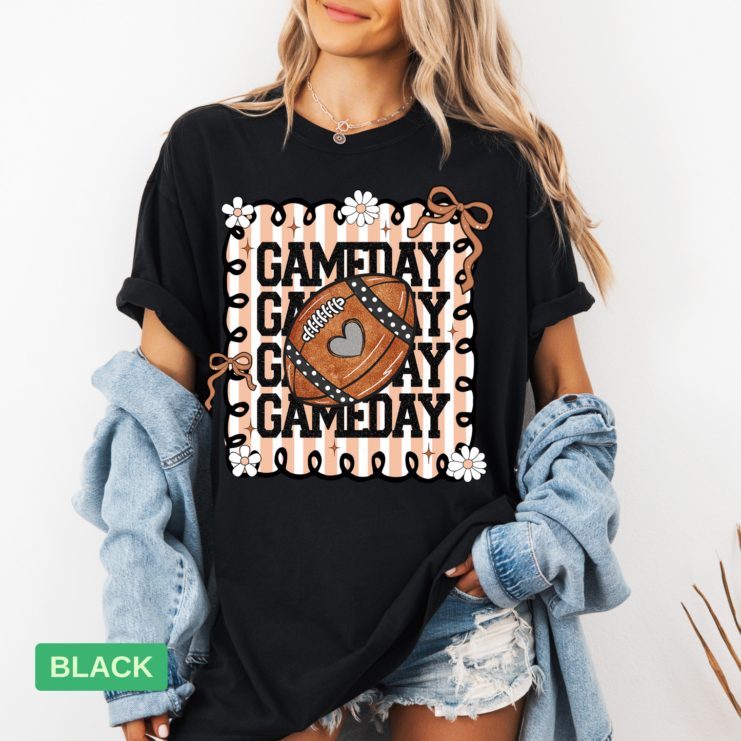 Gameday Glitter Football Shirt | Pink Football Mom Shirt | Coquette Gameday Shirt - Evie's Dreamlands