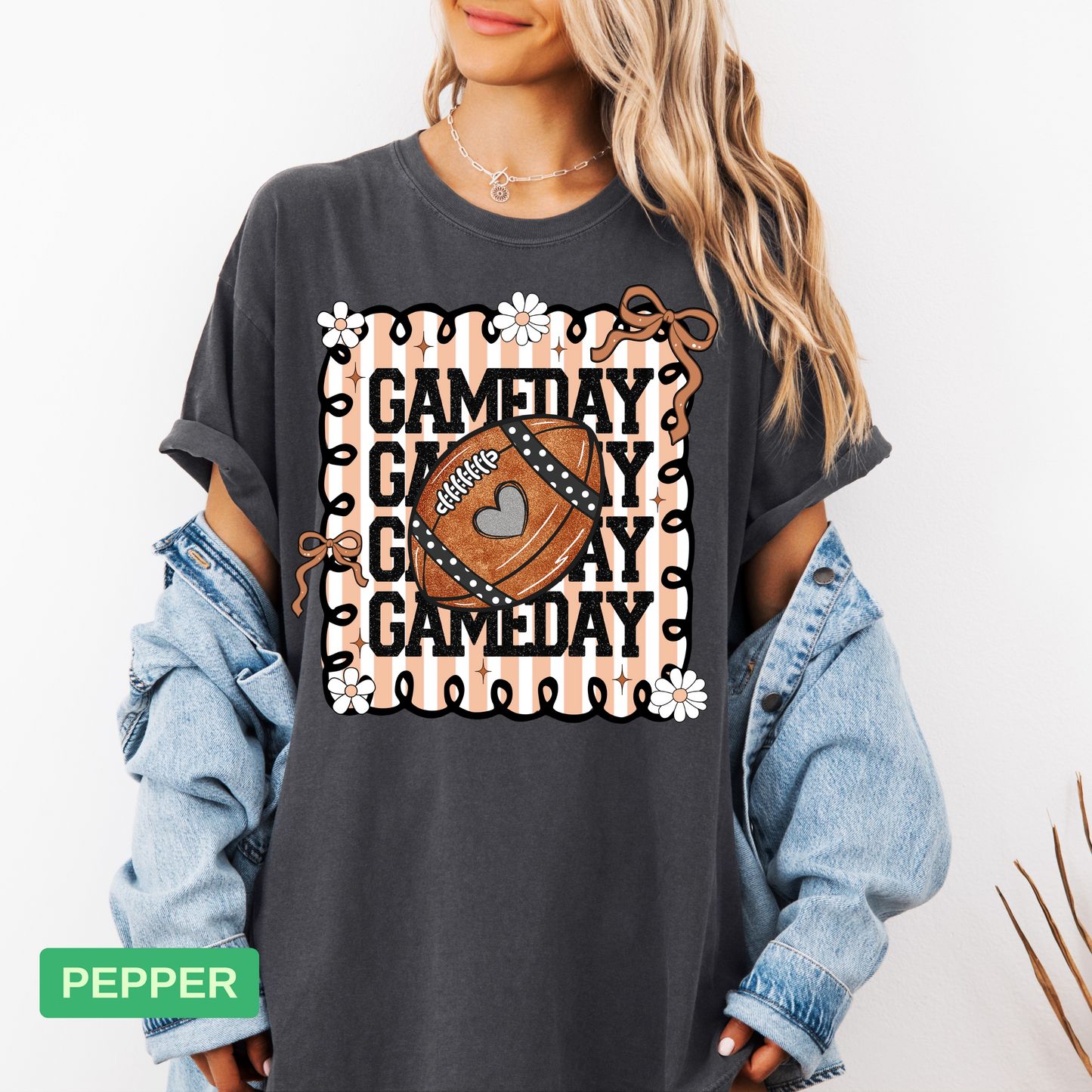 Gameday Glitter Football Shirt | Pink Football Mom Shirt | Coquette Gameday Shirt - Evie's Dreamlands