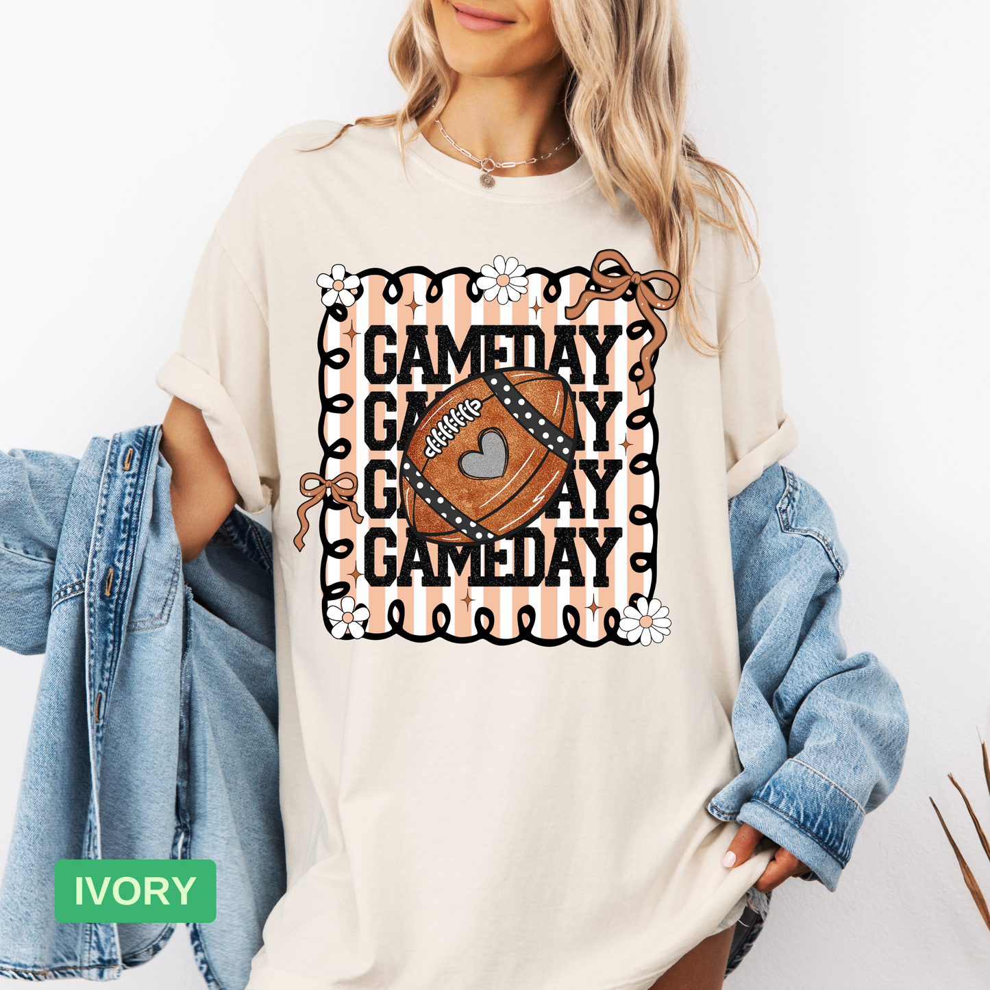 Gameday Glitter Football Shirt | Pink Football Mom Shirt | Coquette Gameday Shirt - Evie's Dreamlands