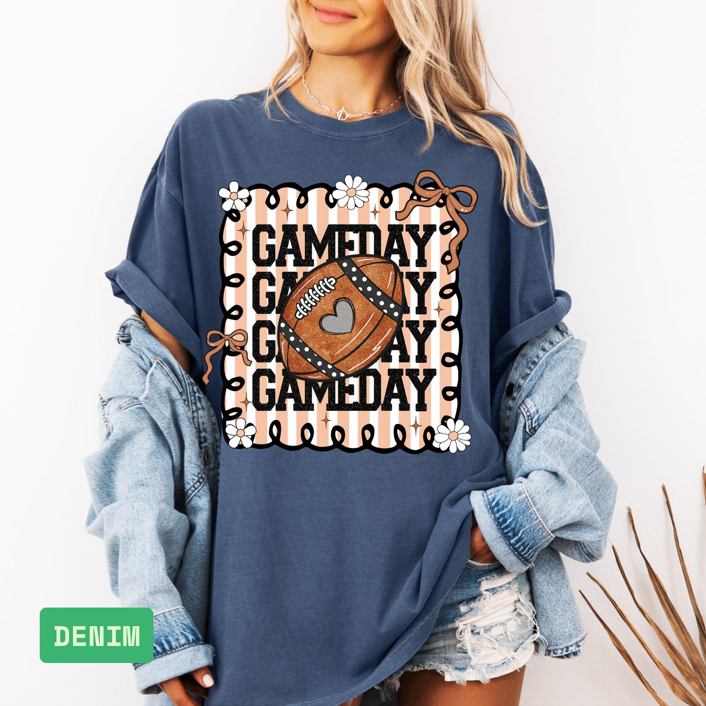Gameday Glitter Football Shirt | Pink Football Mom Shirt | Coquette Gameday Shirt - Evie's Dreamlands