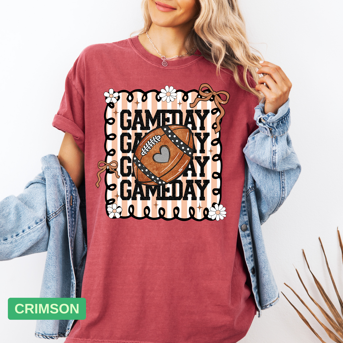 Gameday Glitter Football Shirt | Pink Football Mom Shirt | Coquette Gameday Shirt - Evie's Dreamlands