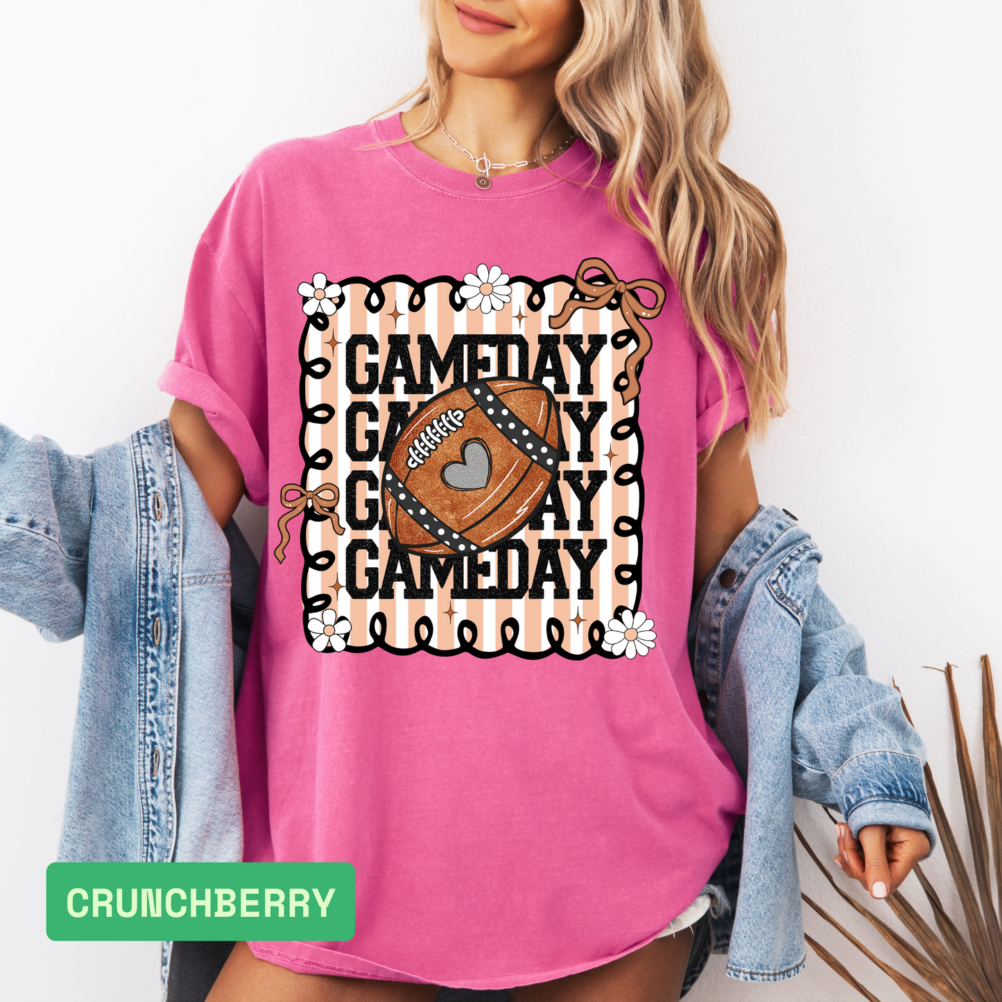 Gameday Glitter Football Shirt | Pink Football Mom Shirt | Coquette Gameday Shirt - Evie's Dreamlands