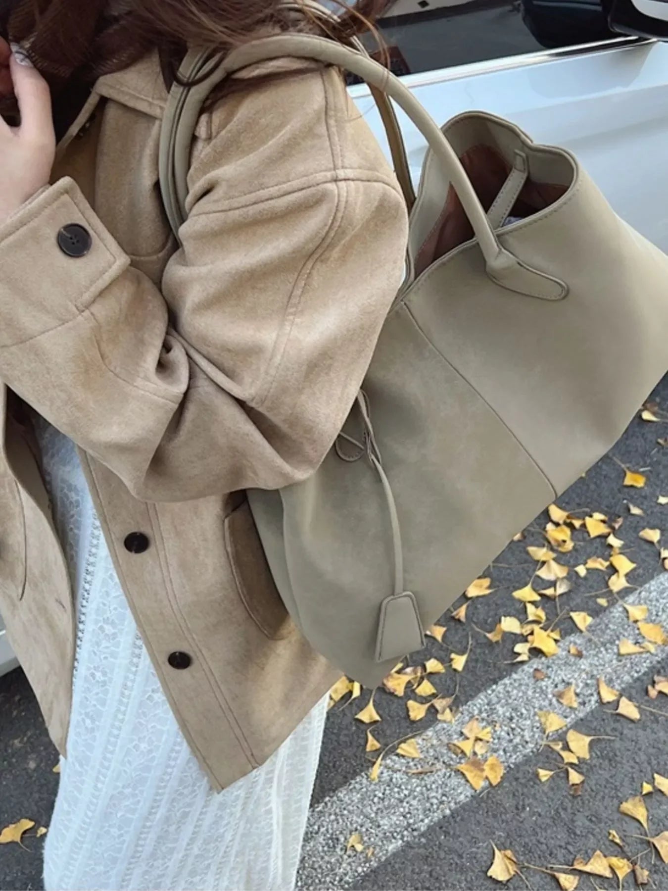 Large Capacity Suede Tote Bag – XL Women's Everyday Carryall
