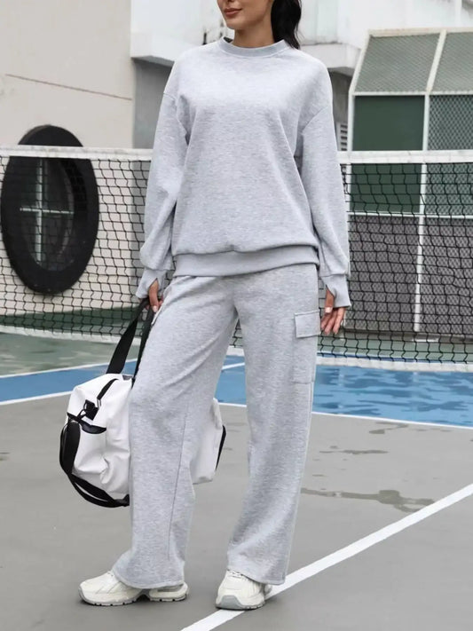 Dropped Shoulder Sweatshirt & Pants Set