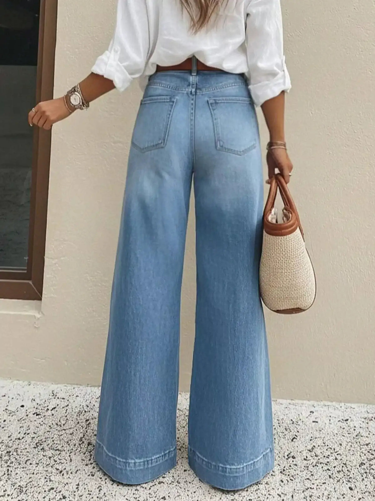 High Waisted Wide Leg Jeans Relaxed Fit Casual Chic Women