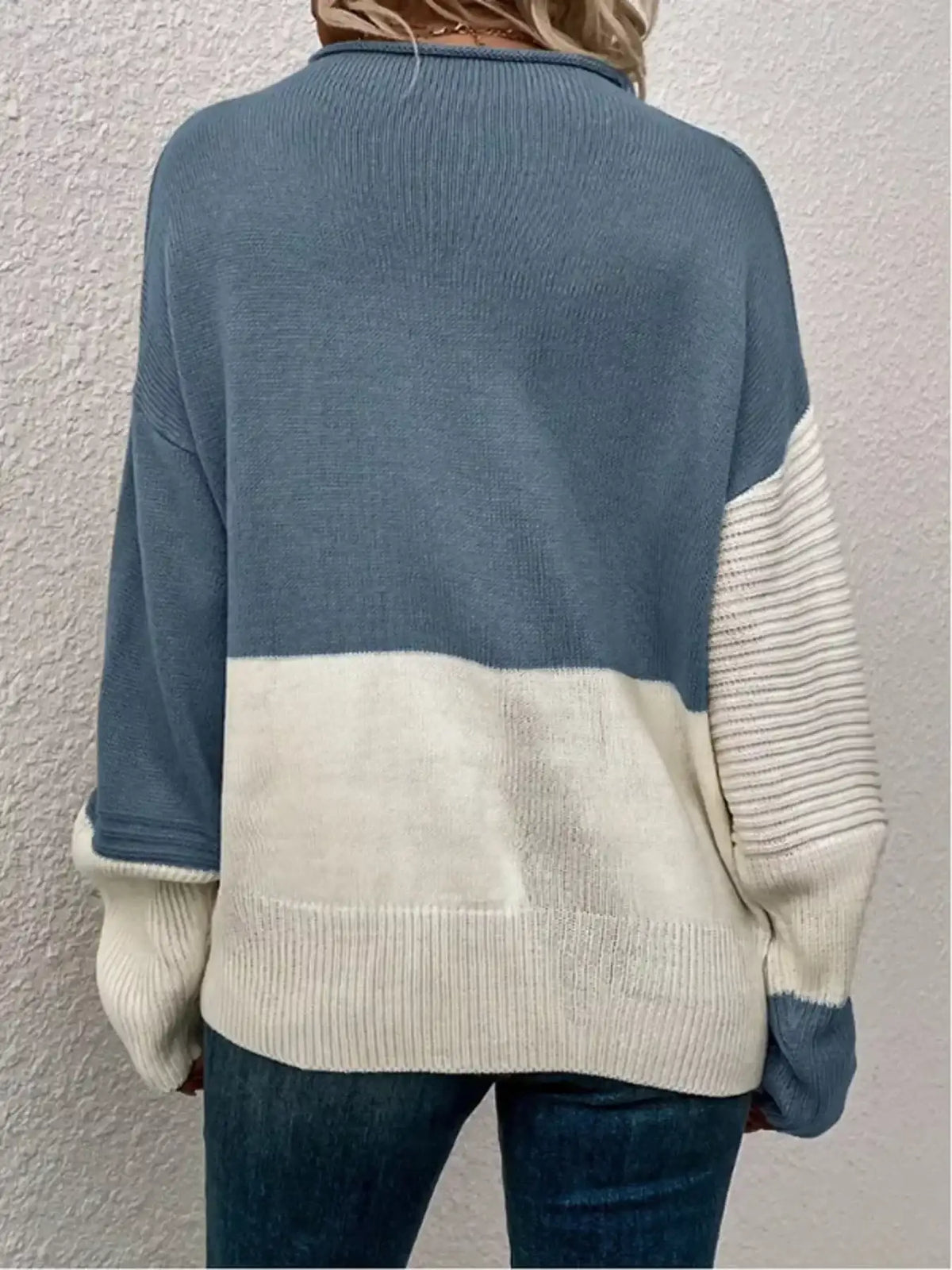 Women's color-block ribbed knit sweater in a relaxed silhouette