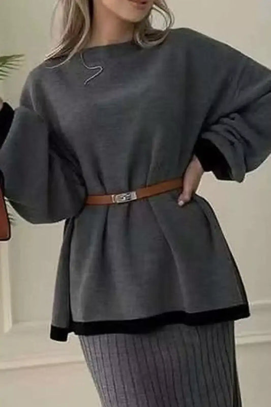 Ribbed Knit Sweater & Skirt Set