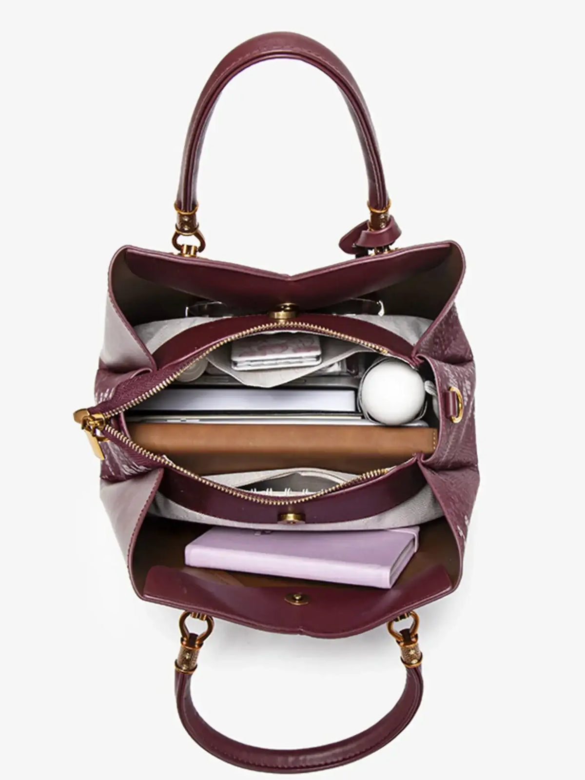 Snakeskin Pattern Handbag – Medium PU Leather Statement Bag