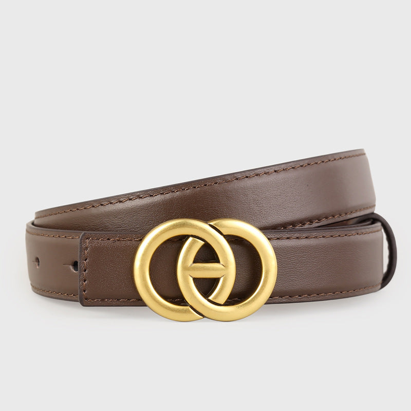 Double Circle Buckle Leather Belt