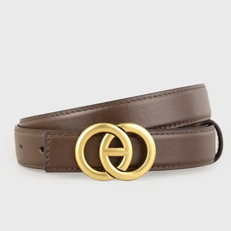 Double Circle Buckle Leather Belt