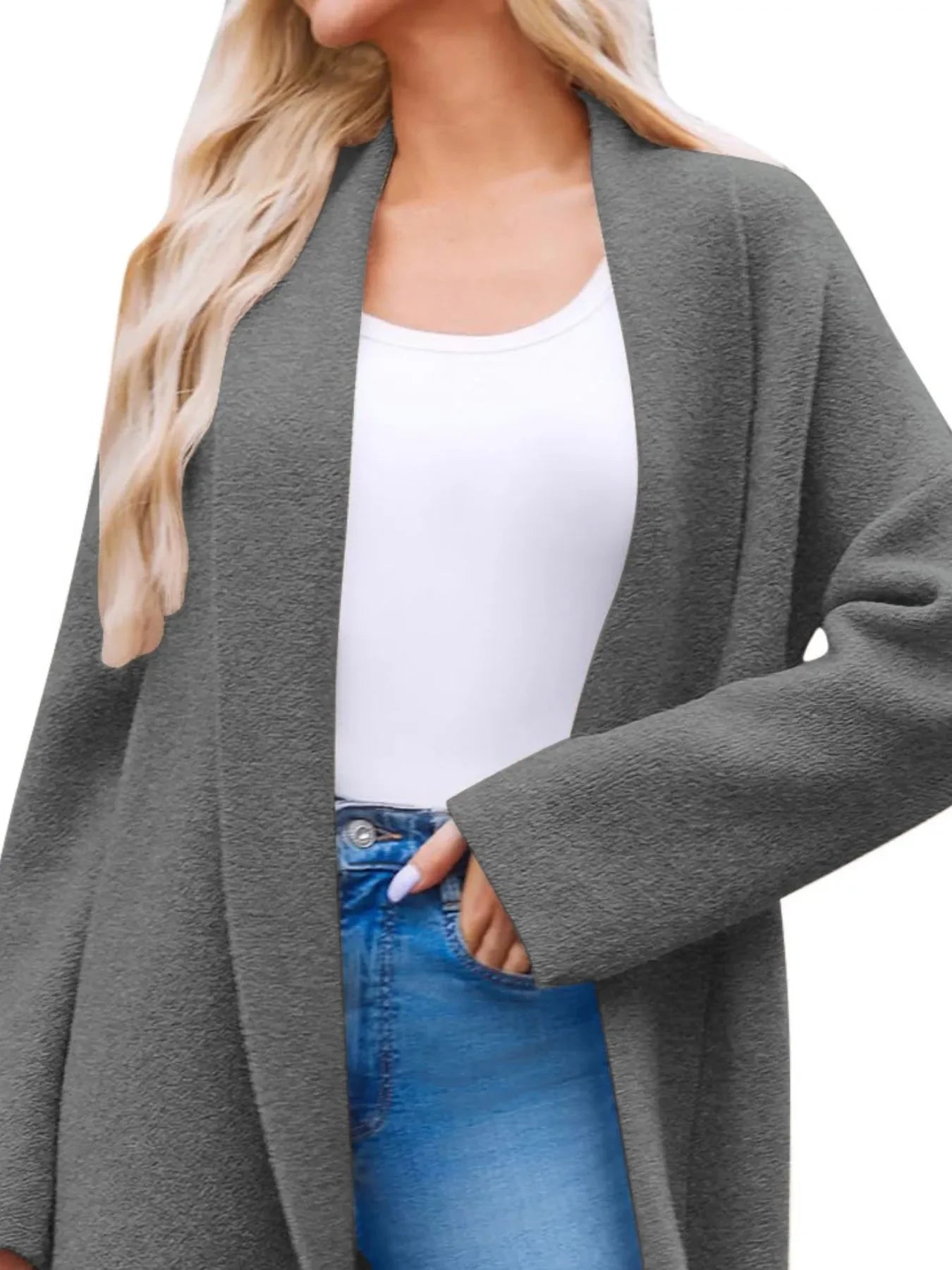 Open Front Longline Coat for Women
