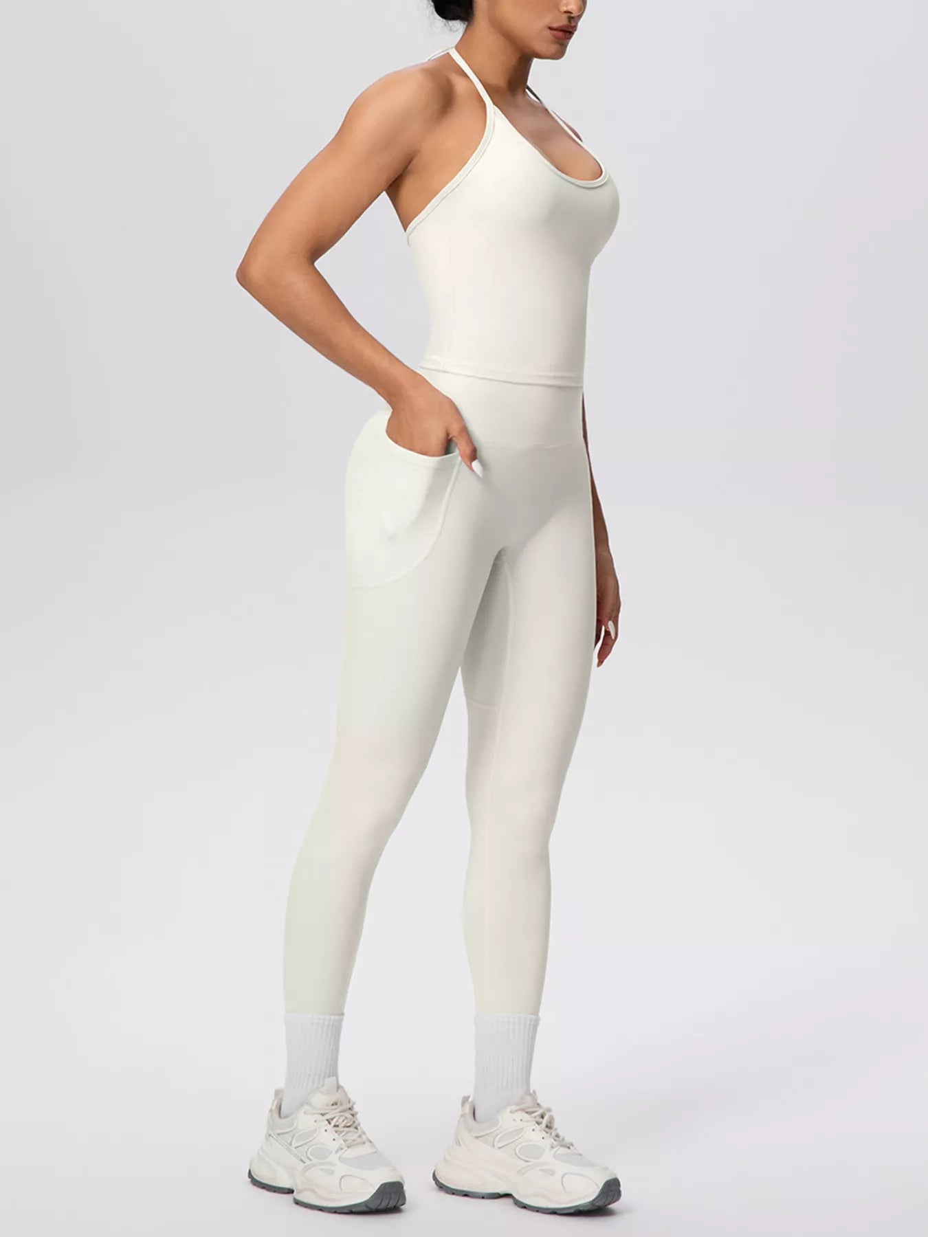 Halter Neck Cami & High-Waisted Leggings Set