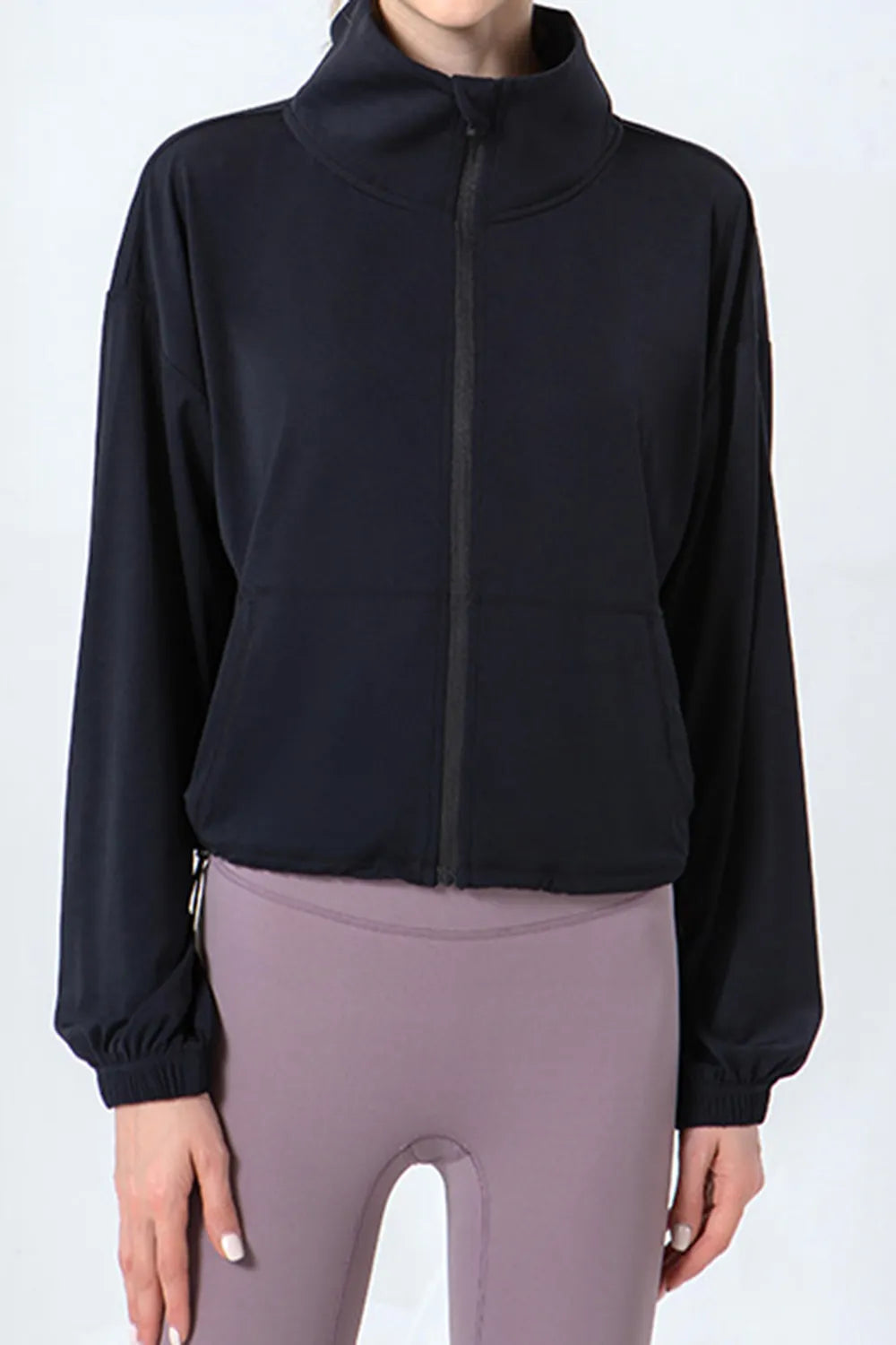 Drawstring Zip Up Active Jacket