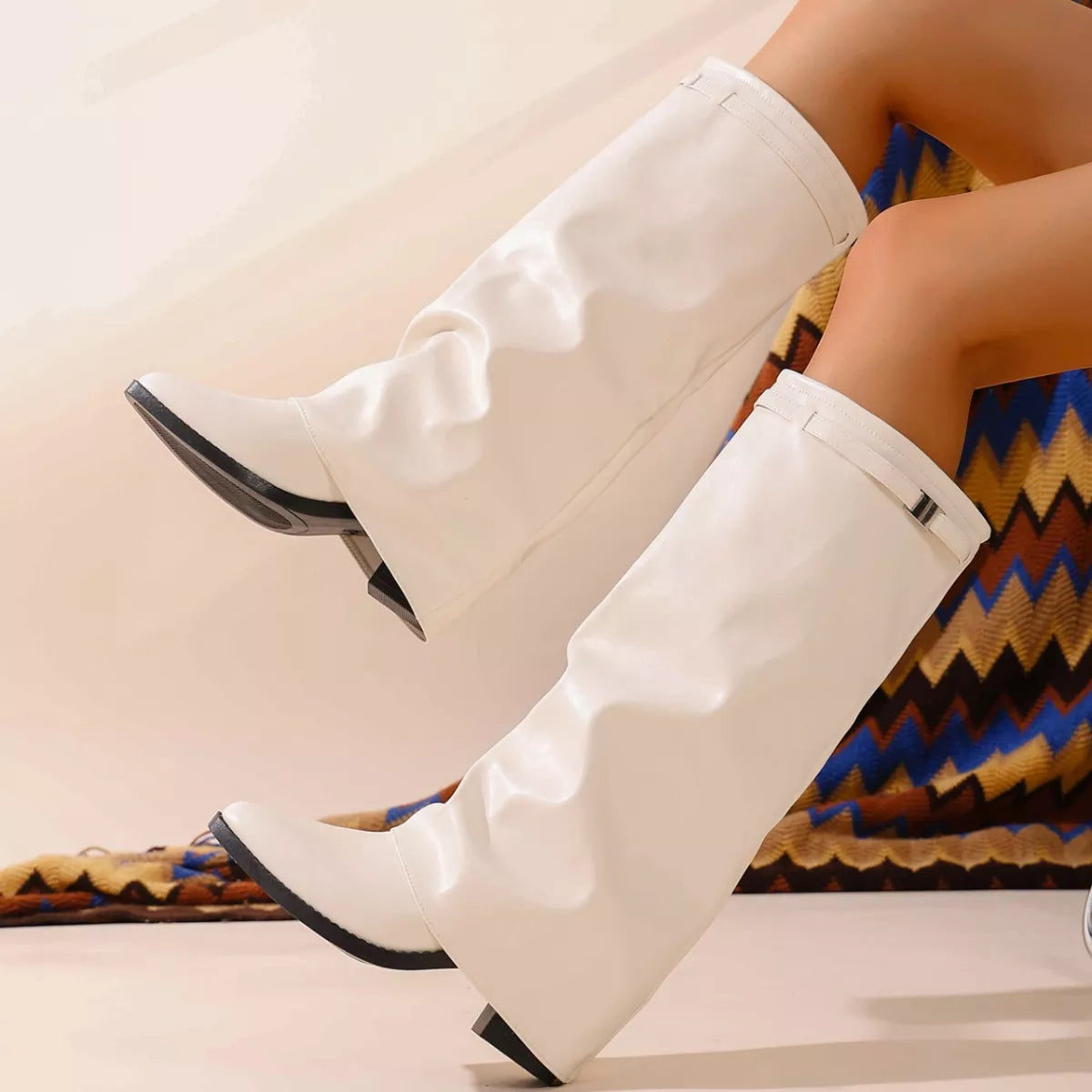 Point Toe Block Heel Boots