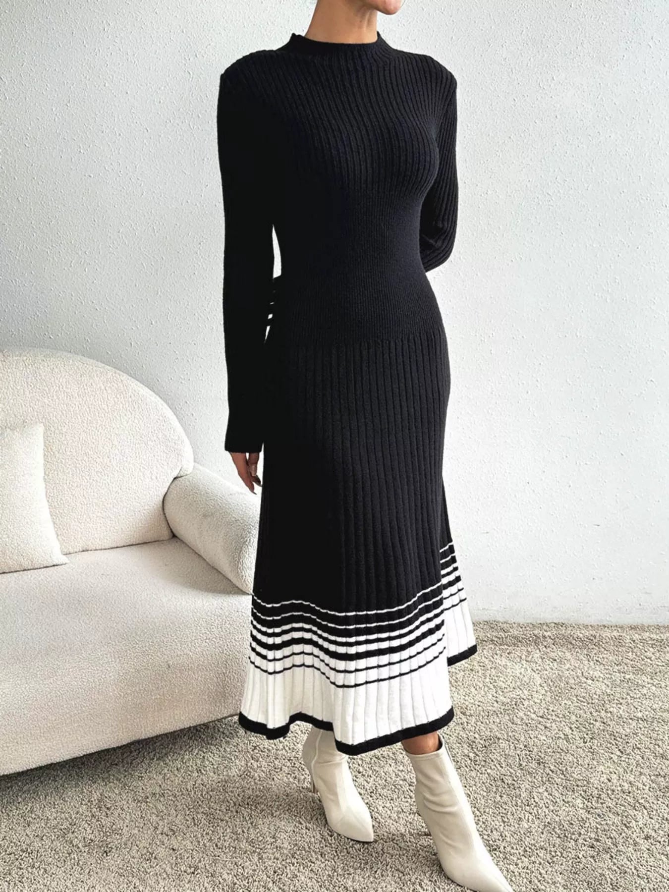 Ribbed Knit Sweater Dress