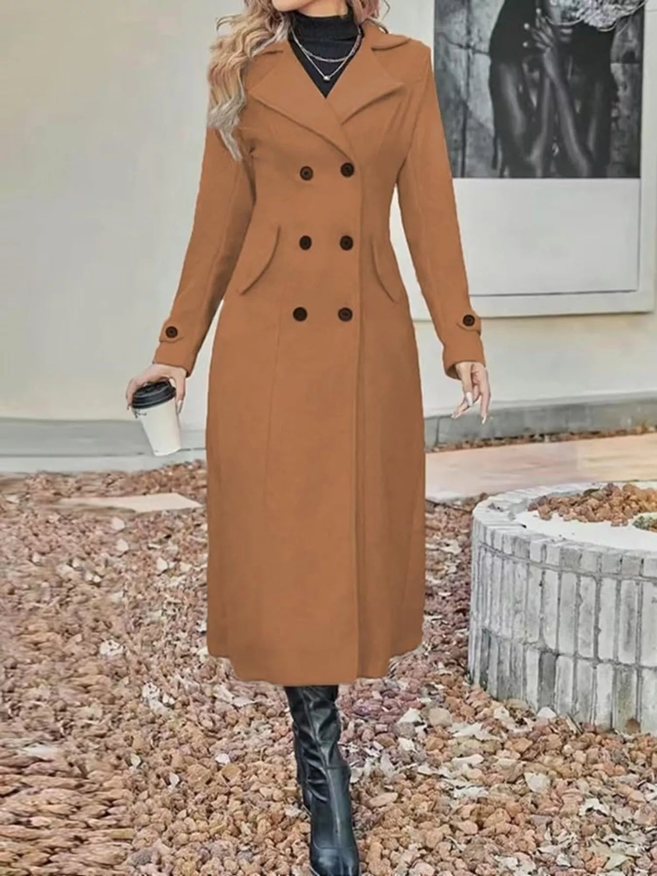 Double-Breasted Longline Trench Coat