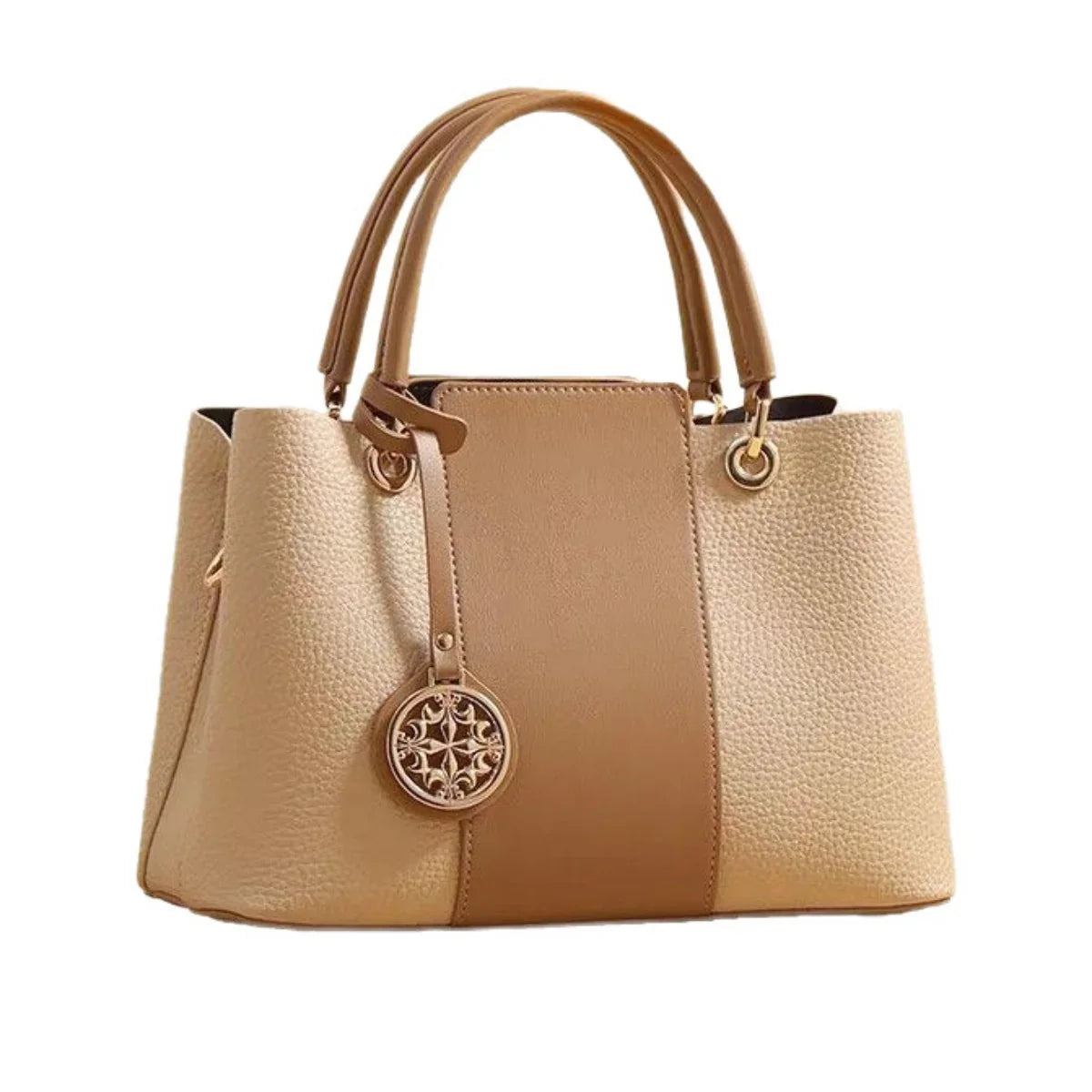 Two Tone Leather Top Handle Handbag – Medium Chic Bag