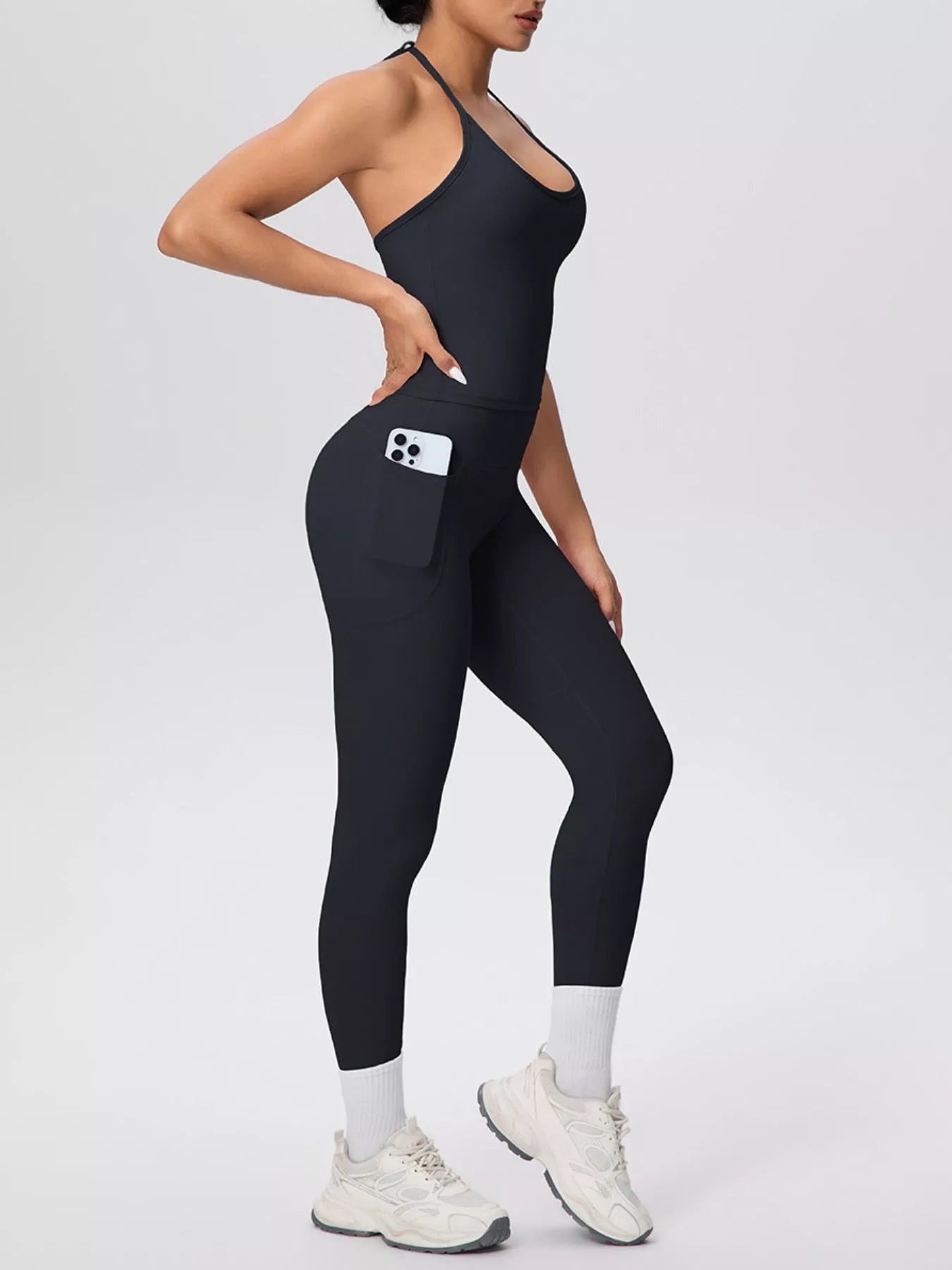 Halter Neck Cami & High-Waisted Leggings Set