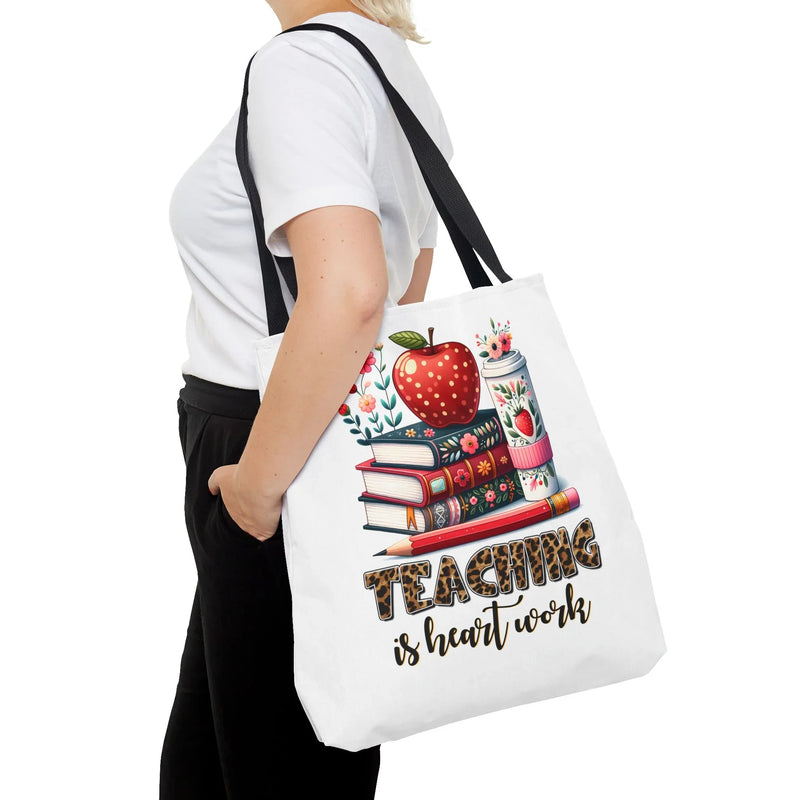 "Teaching is Heart Work" Tote Bag | Leopard Teacher Gift - Evie's Dreamlands
