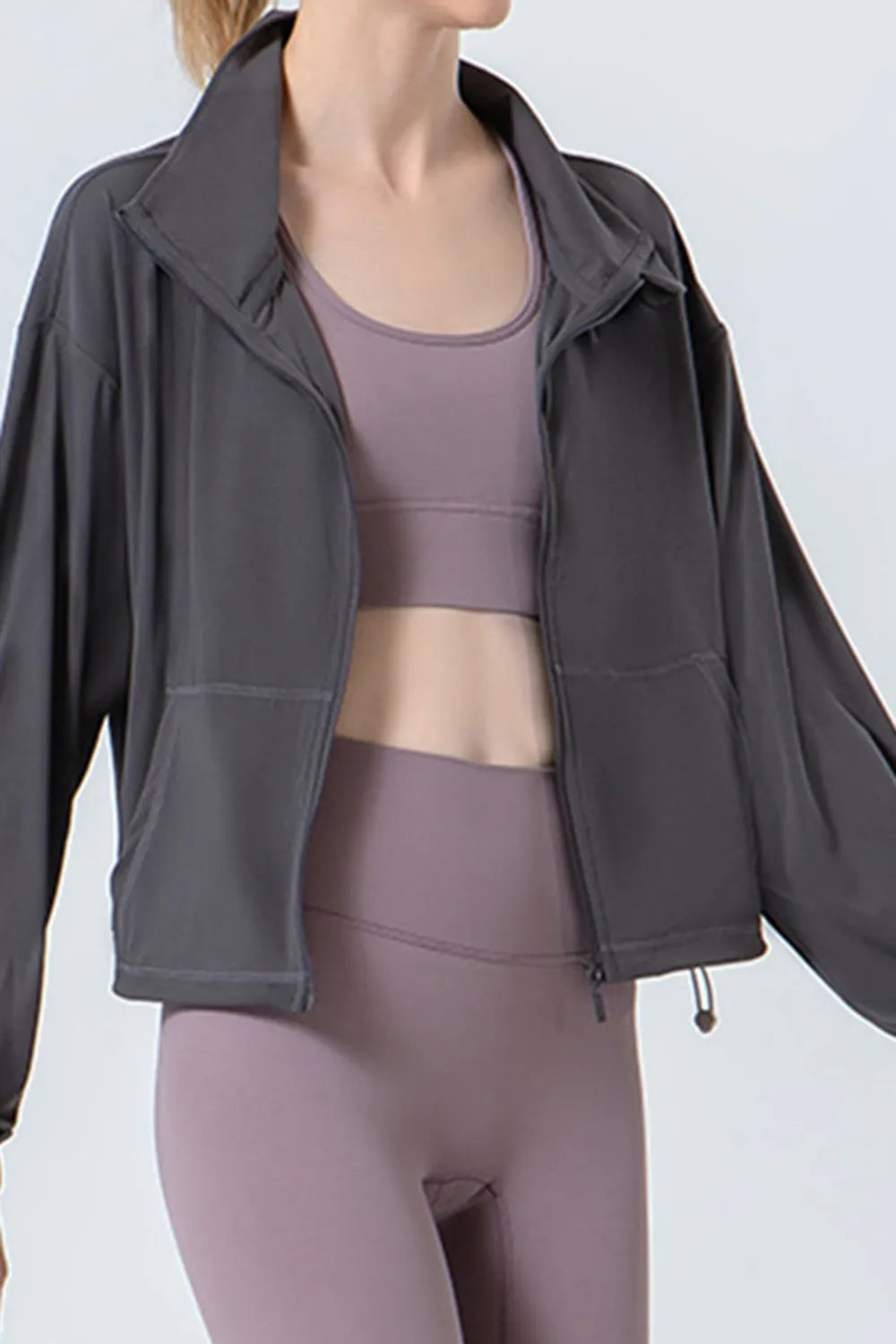 Drawstring Zip Up Active Jacket