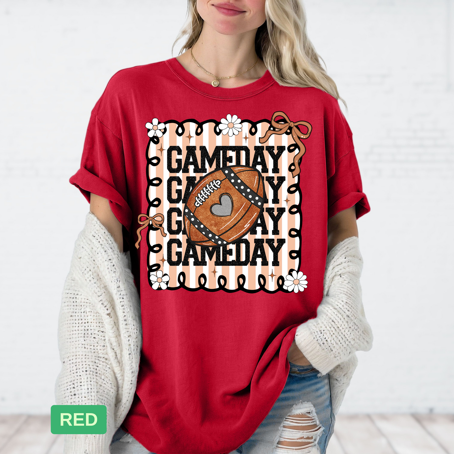 Gameday Glitter Football Shirt | Pink Football Mom Shirt | Coquette Gameday Shirt - Evie's Dreamlands