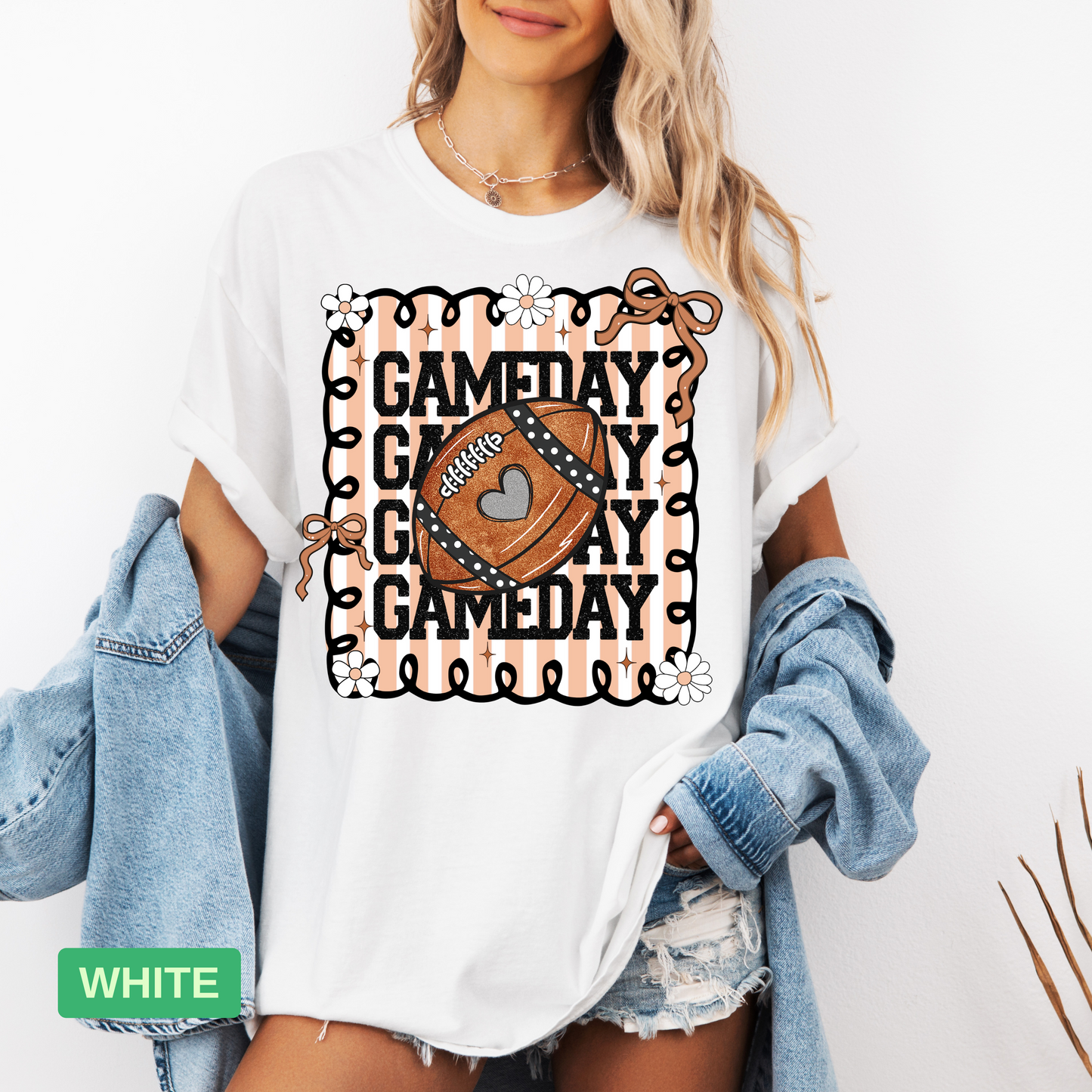 Gameday Glitter Football Shirt | Pink Football Mom Shirt | Coquette Gameday Shirt - Evie's Dreamlands