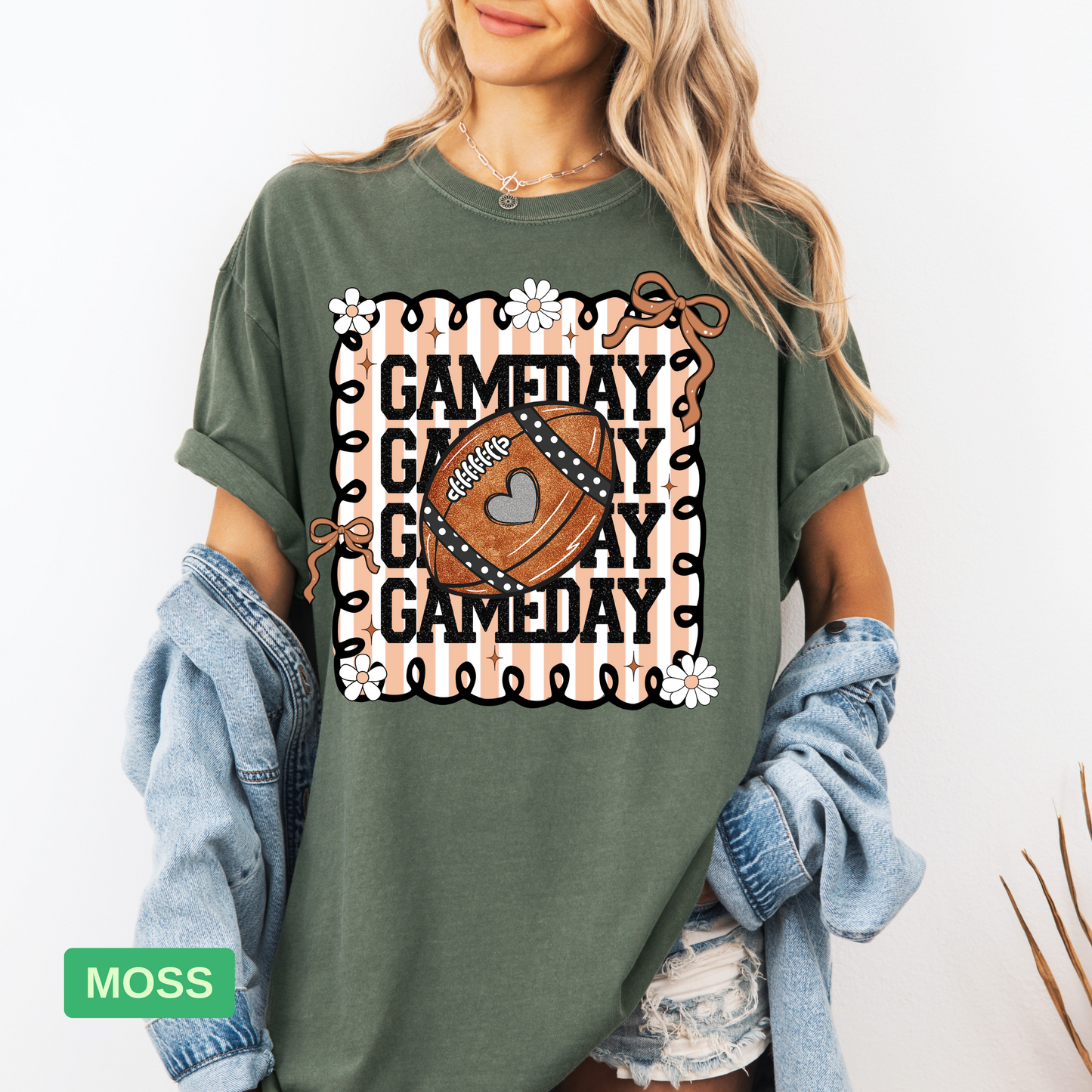 Gameday Glitter Football Shirt | Pink Football Mom Shirt | Coquette Gameday Shirt - Evie's Dreamlands