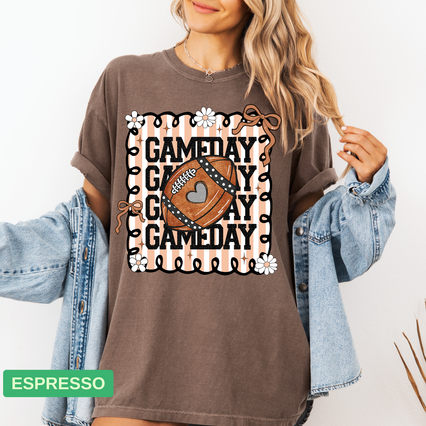 Gameday Glitter Football Shirt | Pink Football Mom Shirt | Coquette Gameday Shirt - Evie's Dreamlands