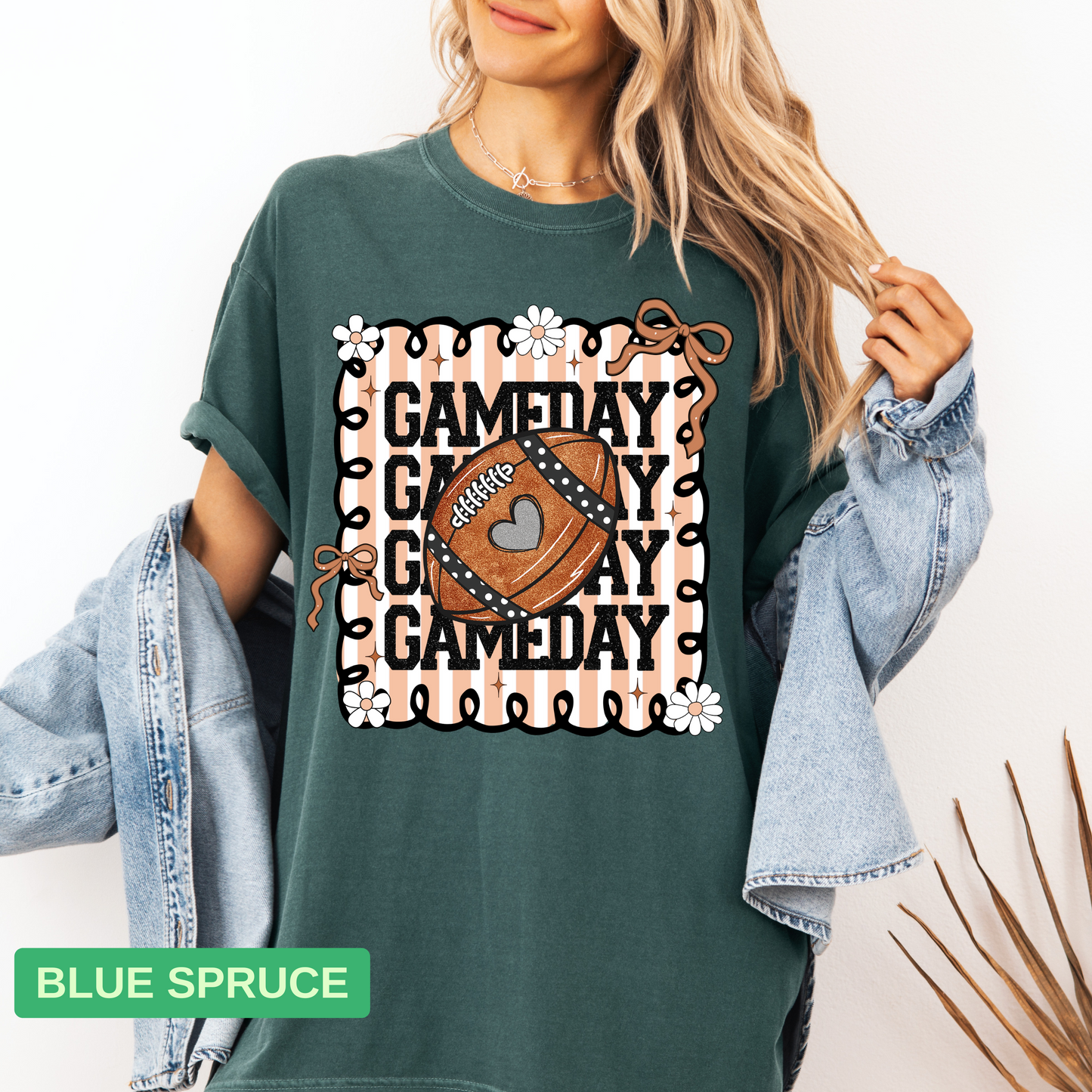 Gameday Glitter Football Shirt | Pink Football Mom Shirt | Coquette Gameday Shirt - Evie's Dreamlands