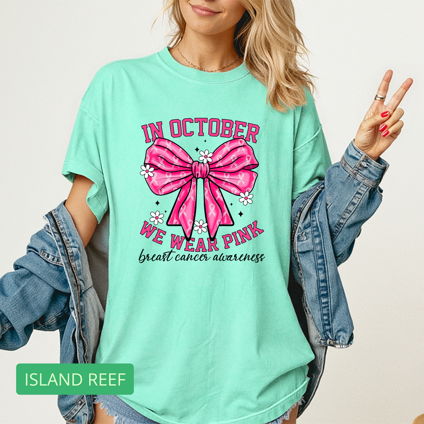 🎀 In October We Wear Pink T-Shirt | Breast Cancer Awareness Pink Ribbon Tee - Evie's Dreamlands