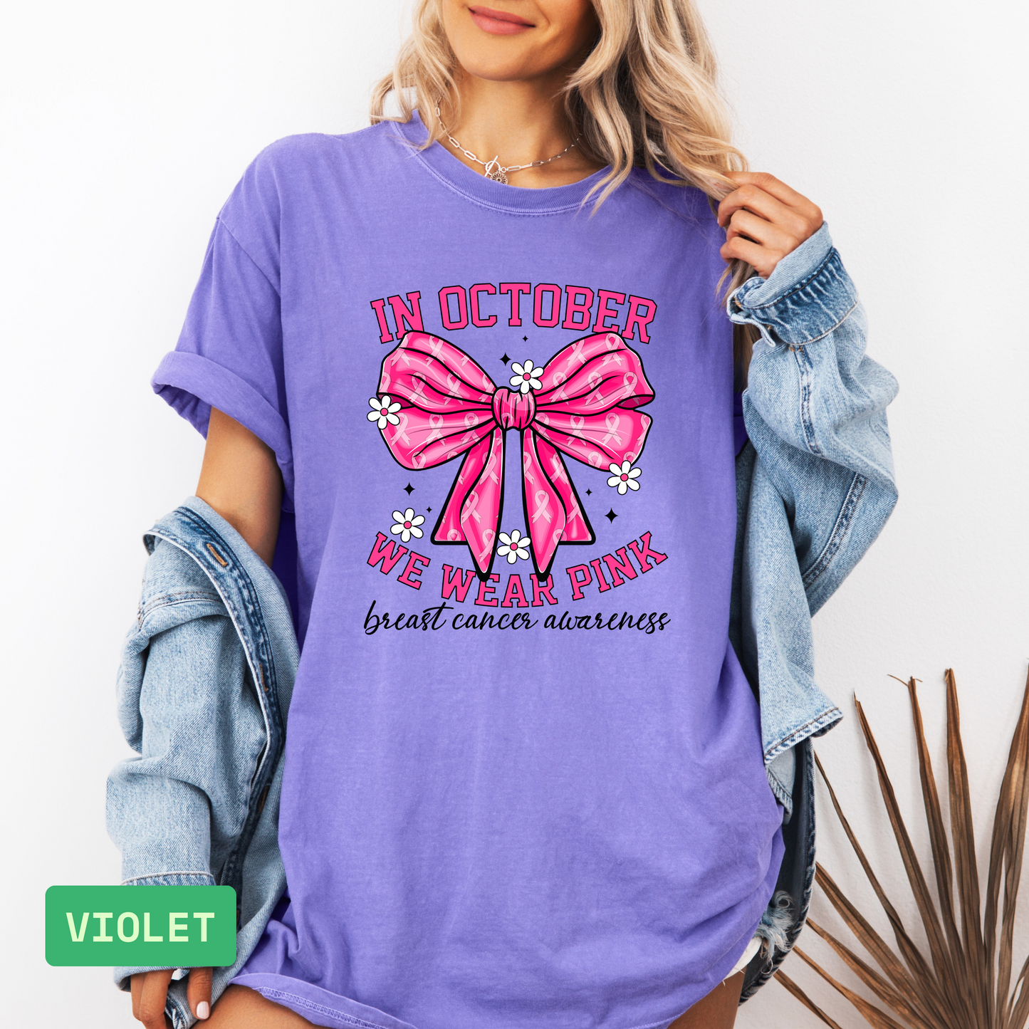 🎀 In October We Wear Pink T-Shirt | Breast Cancer Awareness Pink Ribbon Tee - Evie's Dreamlands