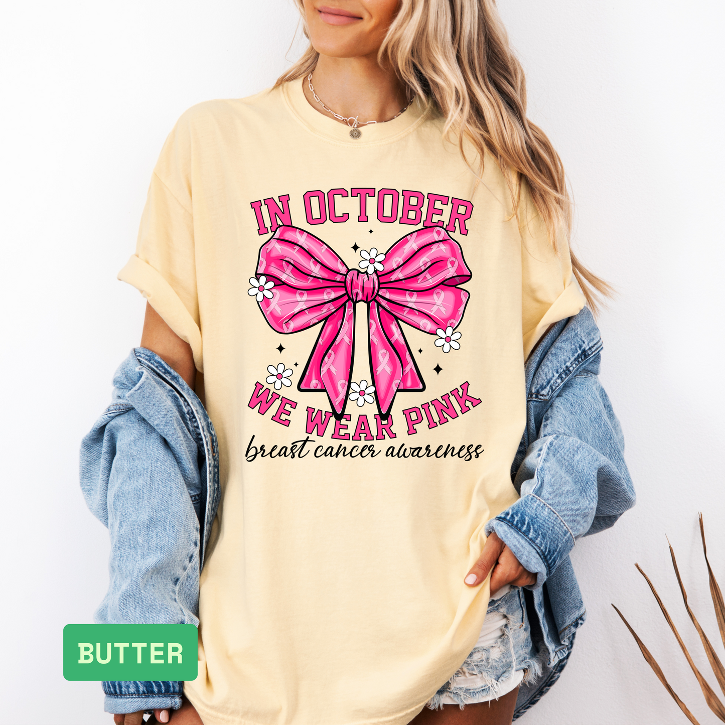 🎀 In October We Wear Pink T-Shirt | Breast Cancer Awareness Pink Ribbon Tee - Evie's Dreamlands
