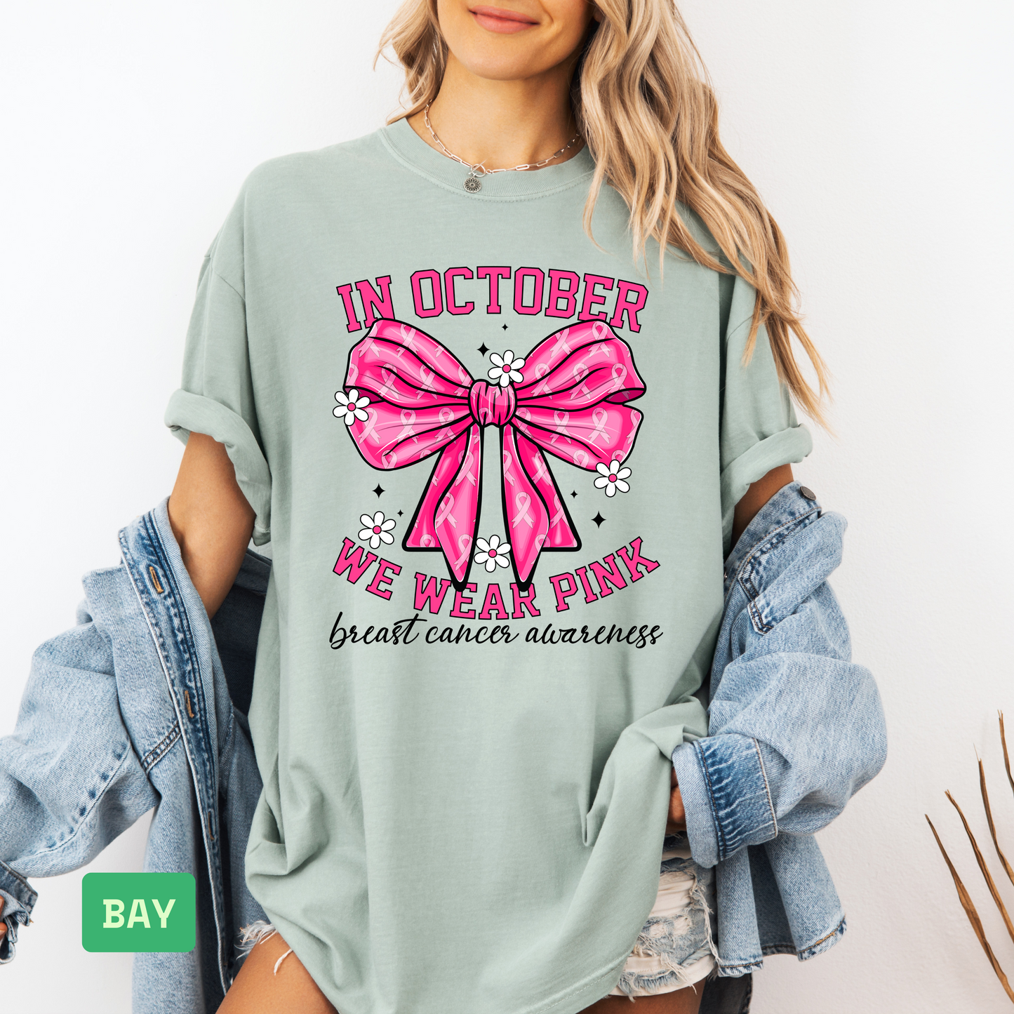 🎀 In October We Wear Pink T-Shirt | Breast Cancer Awareness Pink Ribbon Tee - Evie's Dreamlands