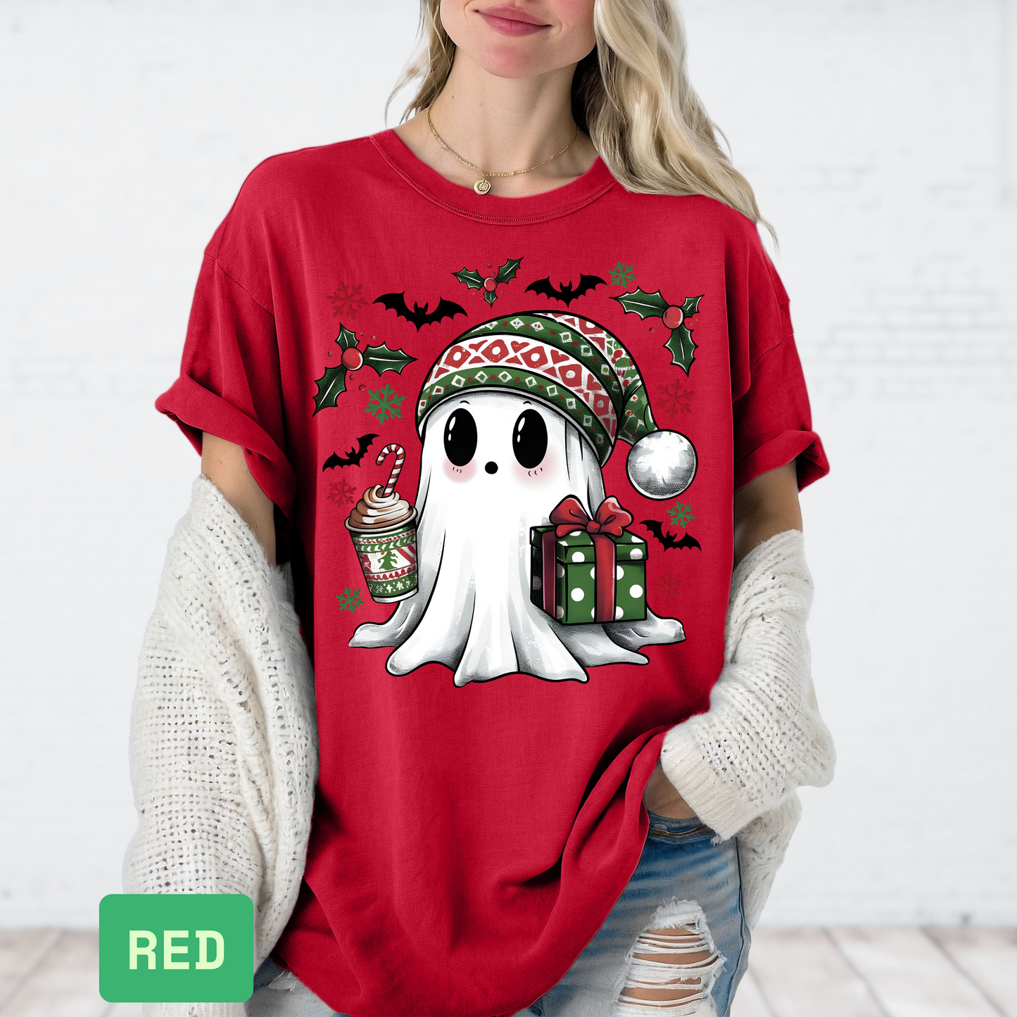 👻🎅 Comfort Colors Christmas Ghost Shirt | Funny Santa Holiday Tee - Evie's Dreamlands