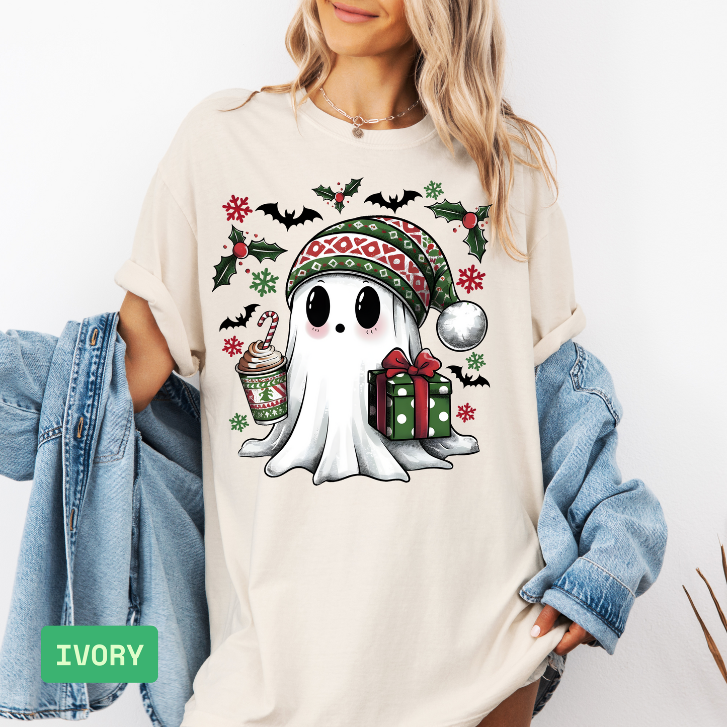👻🎅 Comfort Colors Christmas Ghost Shirt | Funny Santa Holiday Tee - Evie's Dreamlands