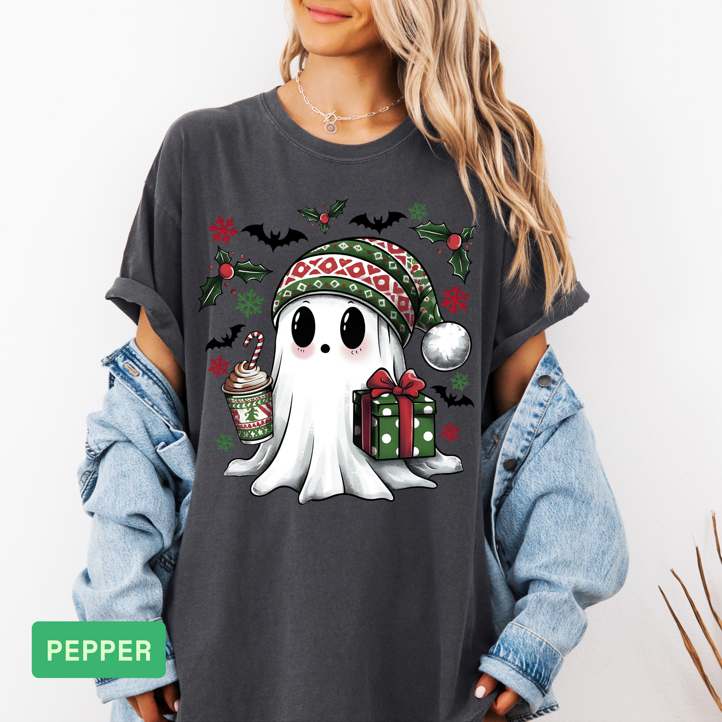 👻🎅 Comfort Colors Christmas Ghost Shirt | Funny Santa Holiday Tee - Evie's Dreamlands
