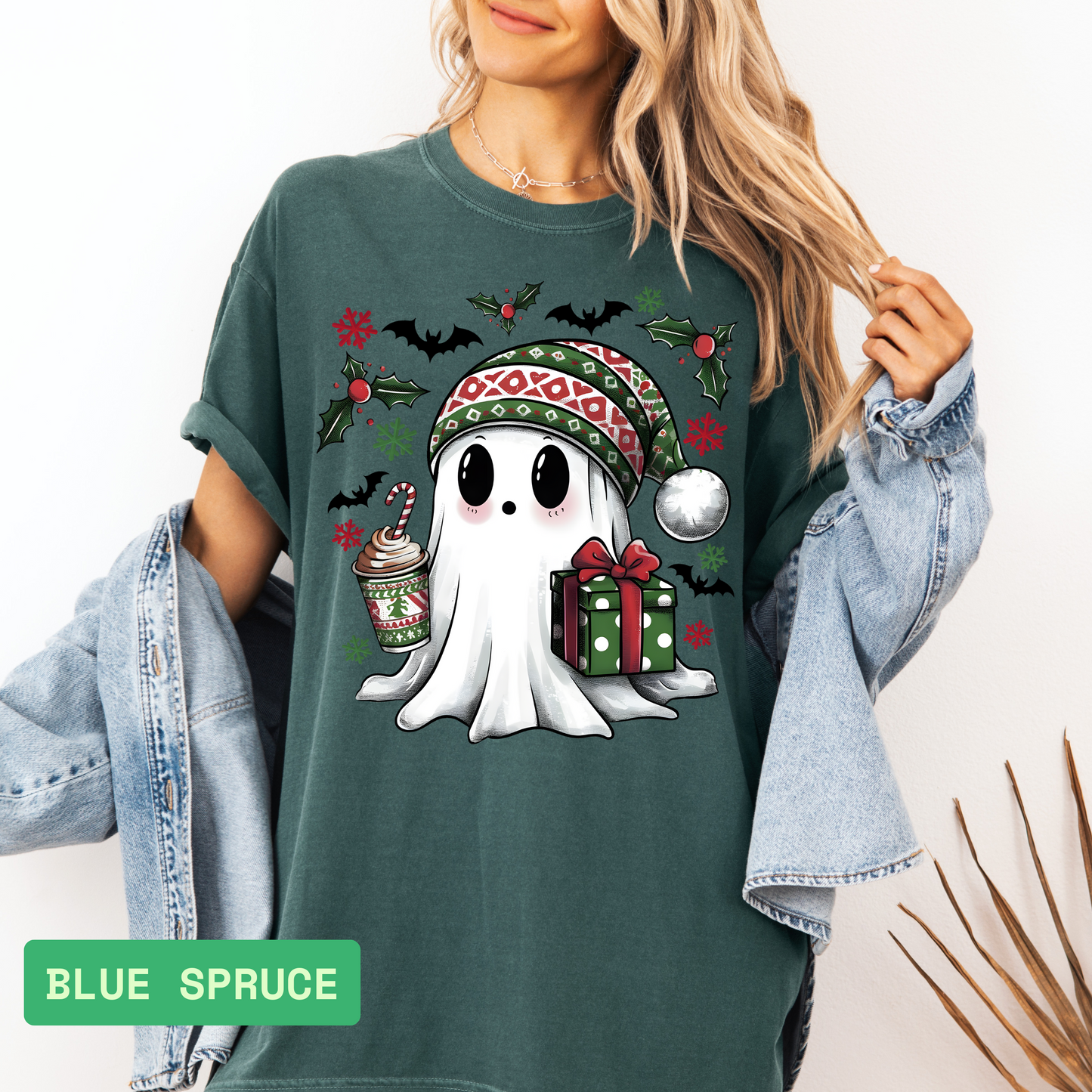 👻🎅 Comfort Colors Christmas Ghost Shirt | Funny Santa Holiday Tee - Evie's Dreamlands