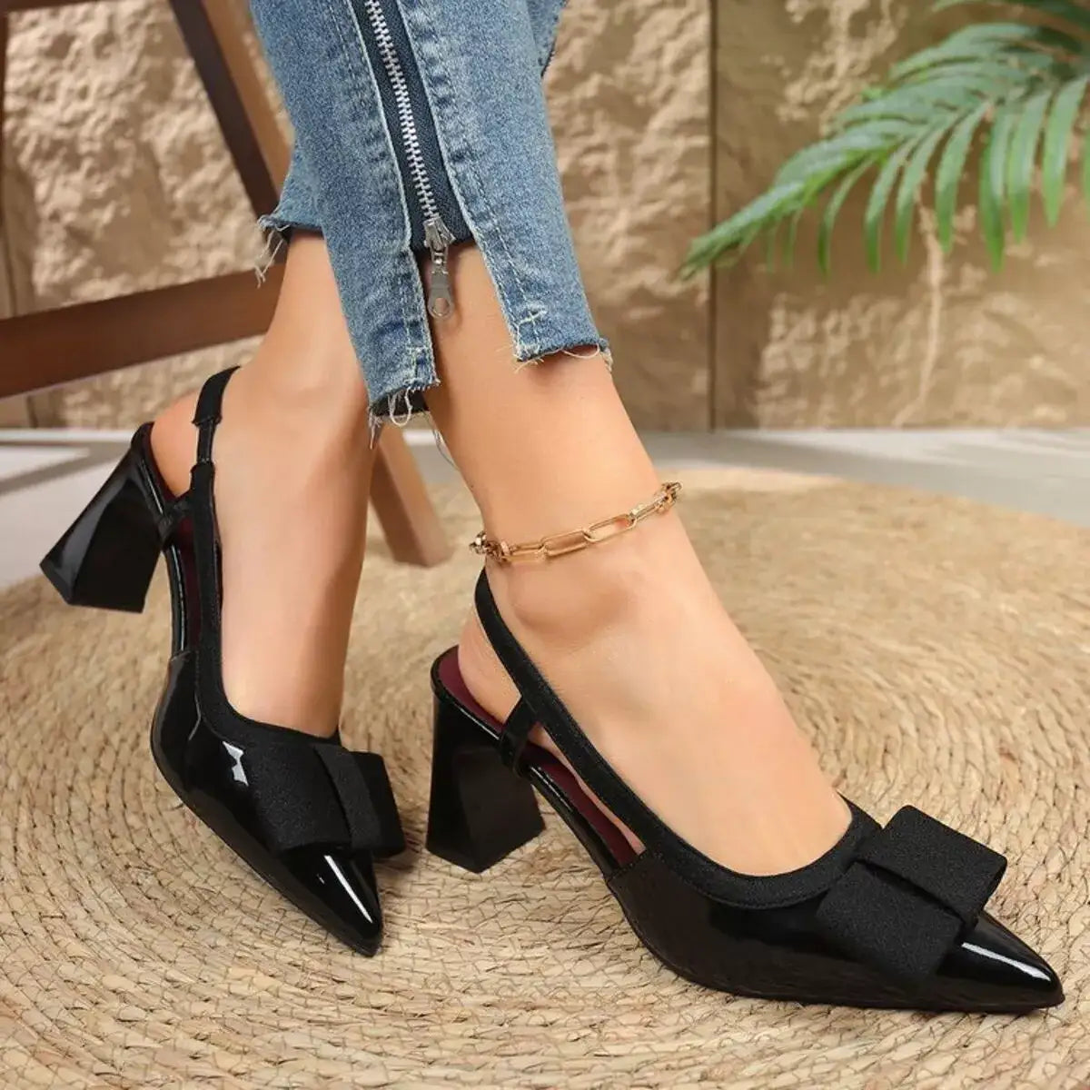 Women's PU leather slingback sandals