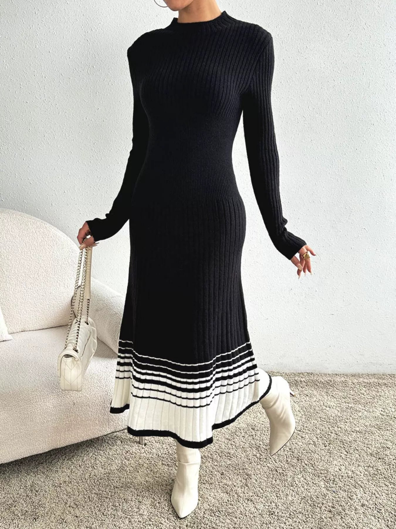 Ribbed Knit Sweater Dress