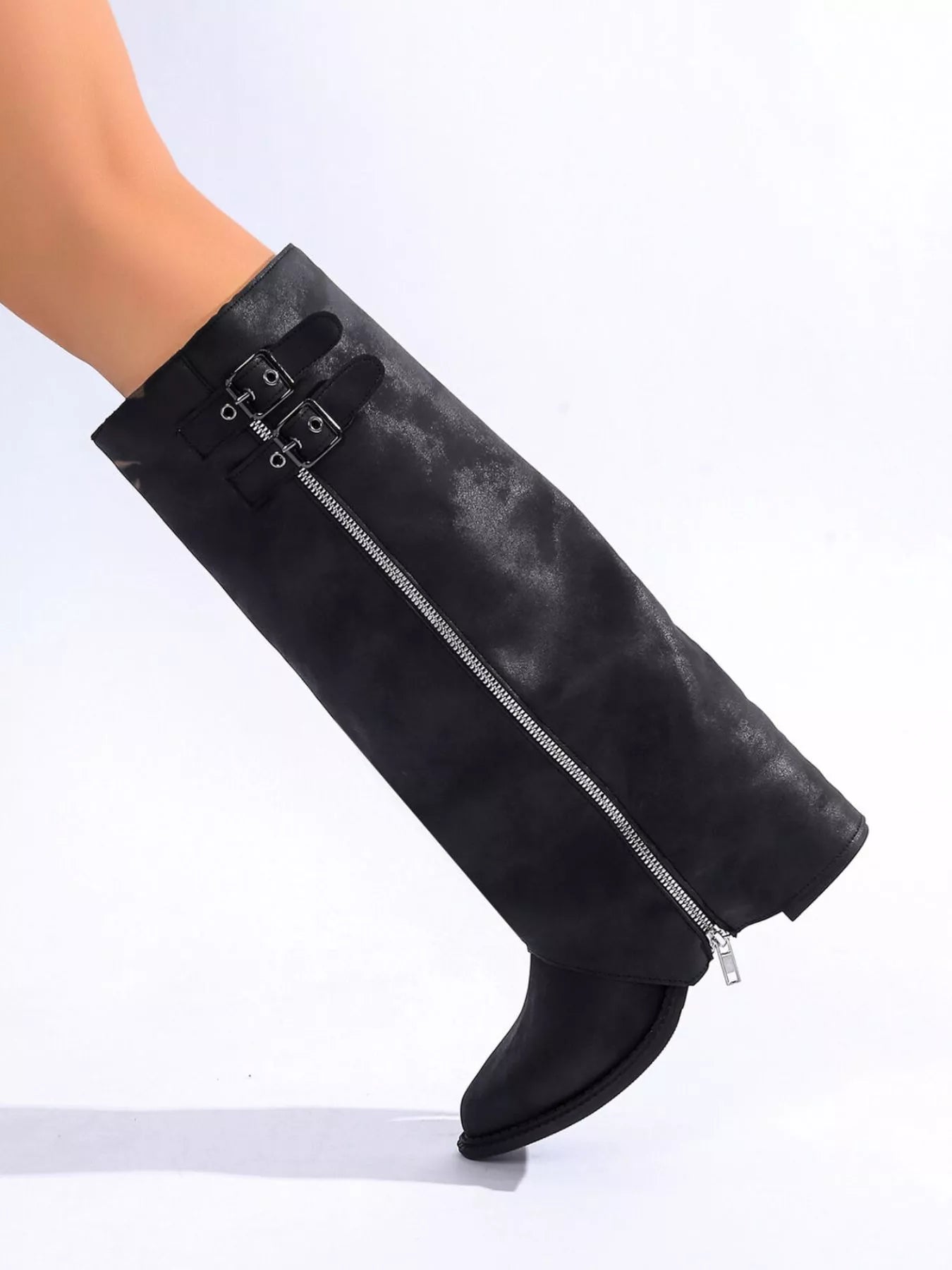 Point Toe Block Heel Boots