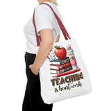"Teaching is Heart Work" Tote Bag | Leopard Teacher Gift - Evie's Dreamlands