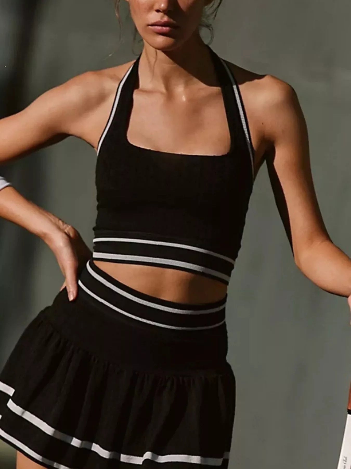 Halter Neck Tennis Skirt Set