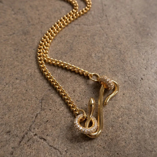 18K gold-plated zircon pendant necklace, front view