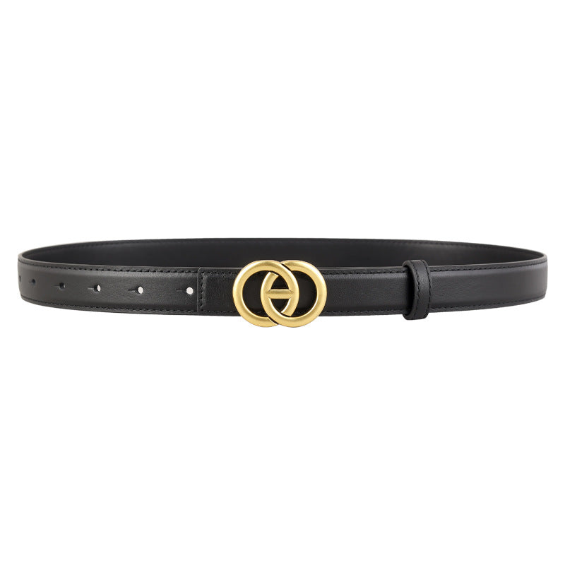 Double Circle Buckle Leather Belt