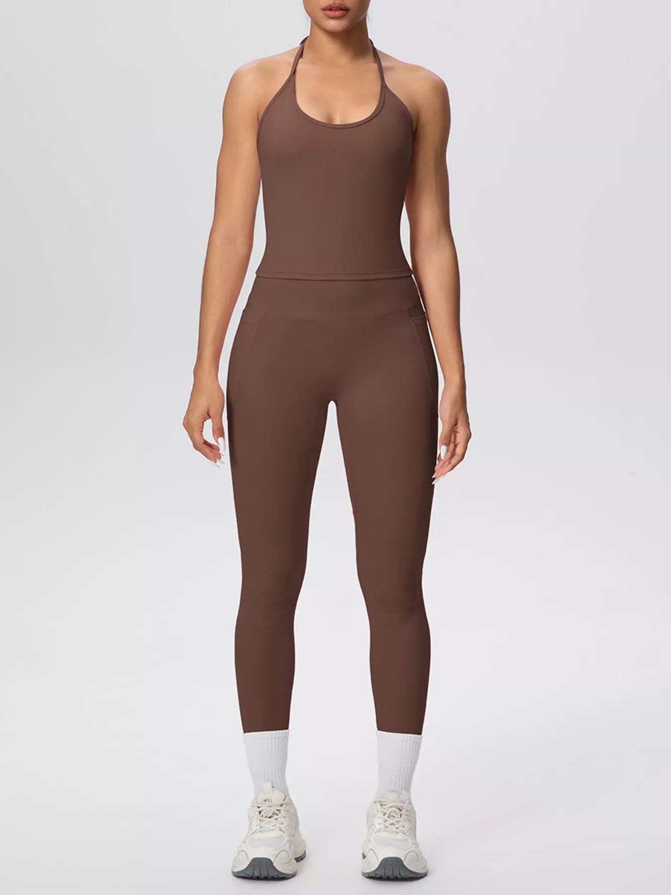 Halter Neck Cami & High-Waisted Leggings Set