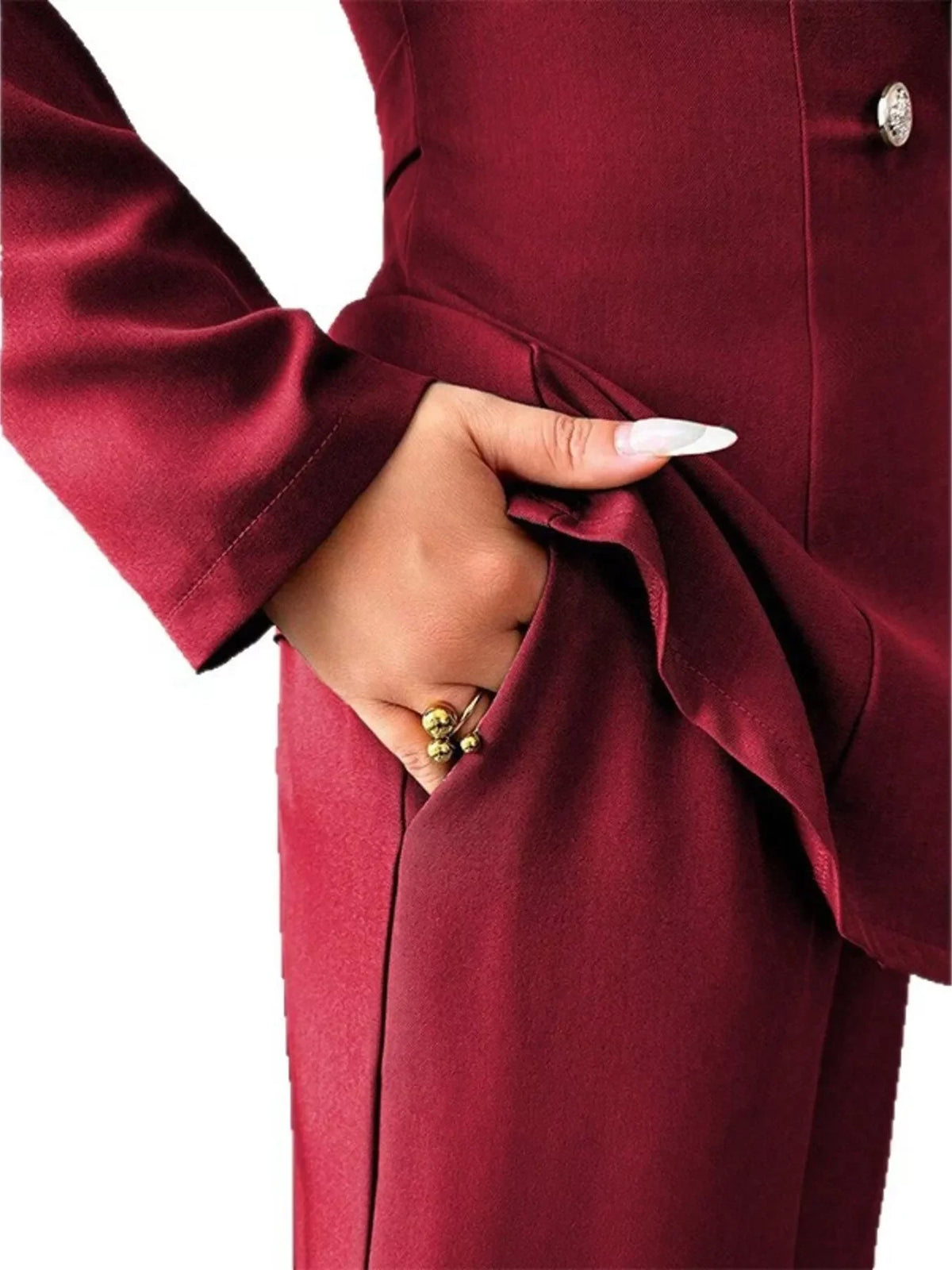One Button Blazer and Pants Set Elegant Tailored Suit Style
