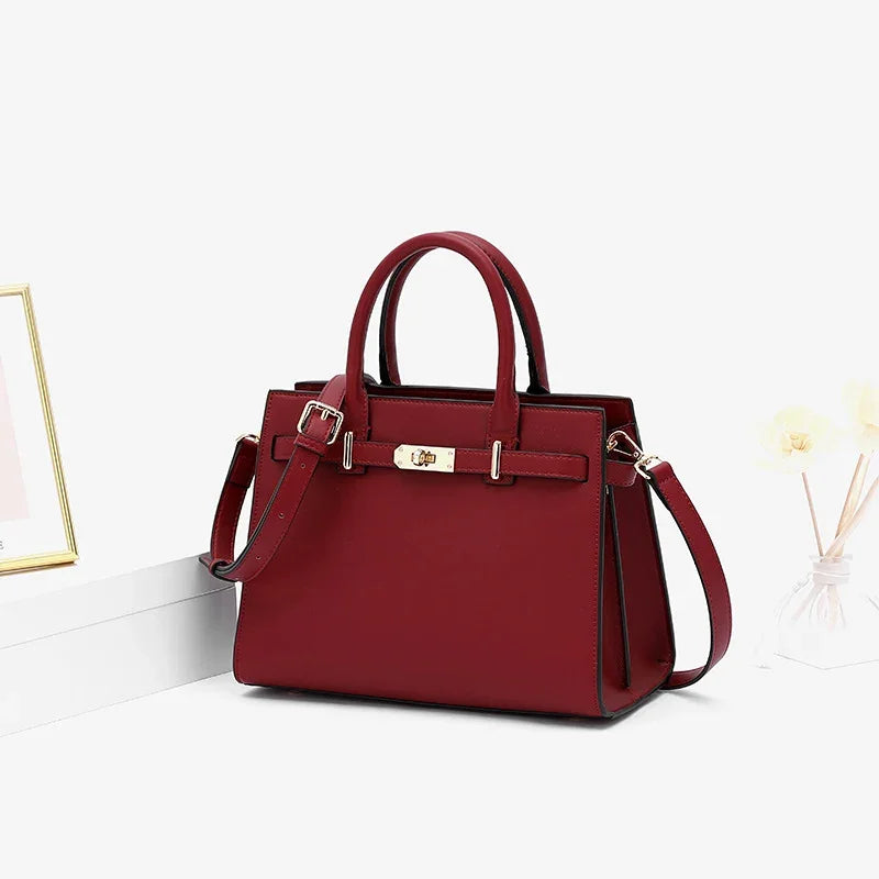 Leather Handbag with Detachable Shoulder Strap – Medium PU Bag